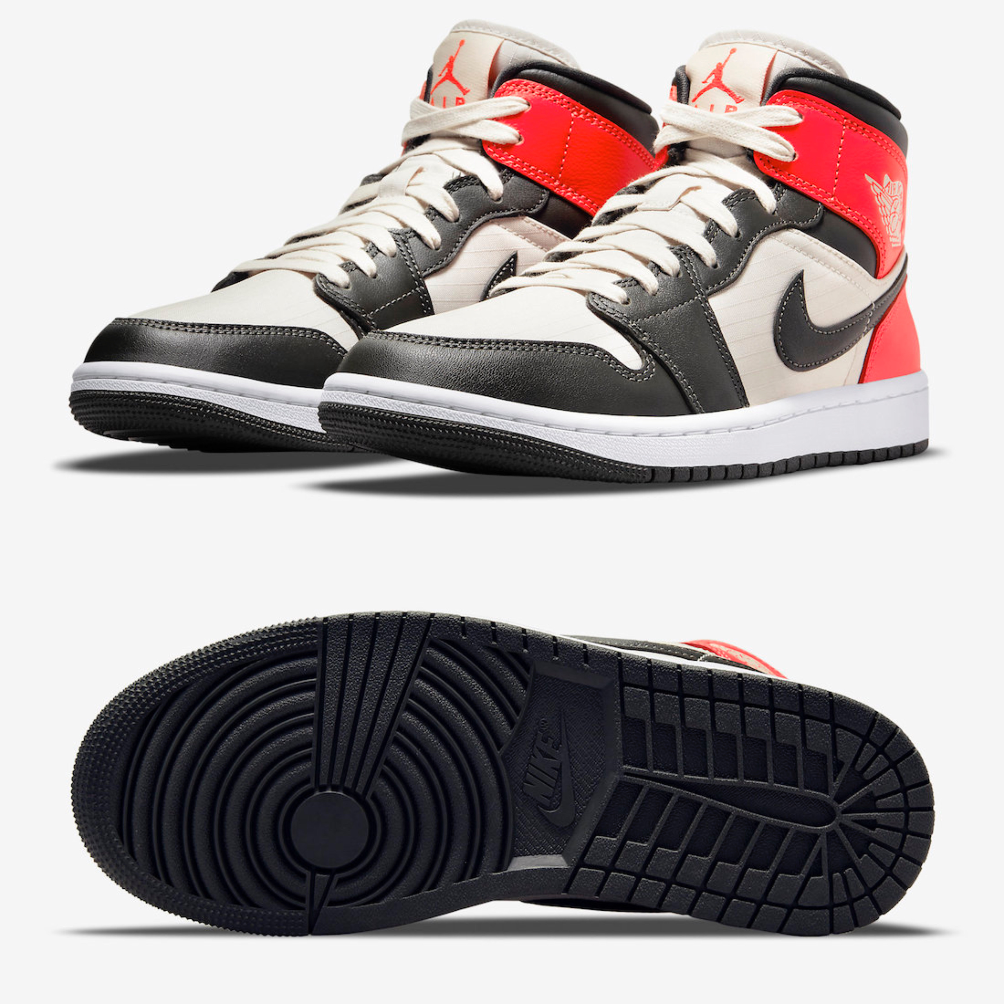(W) Jordan 1 Mid SE Newsprint 착용 스타일 - 2