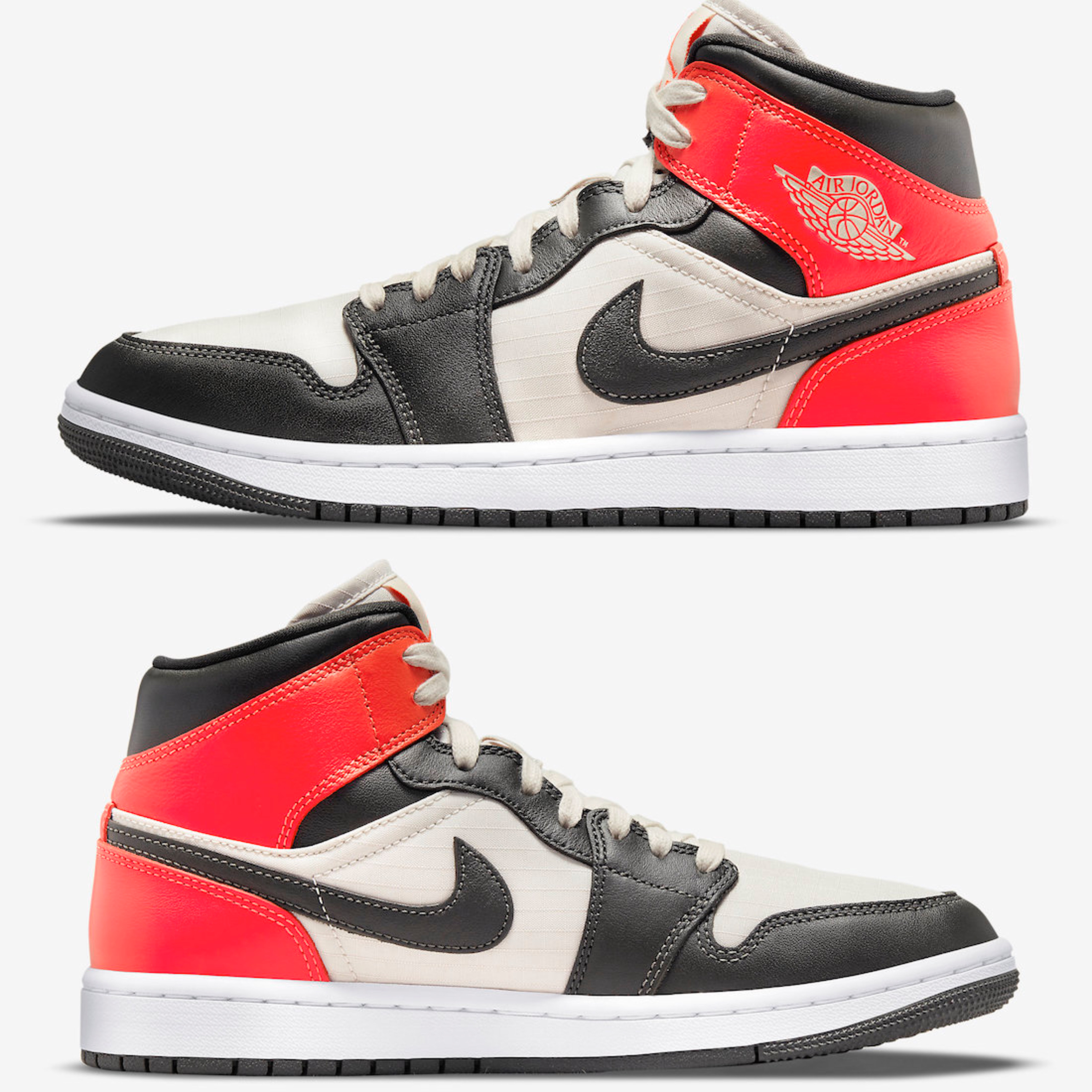 (W) Jordan 1 Mid SE Newsprint 착용 스타일 - 3