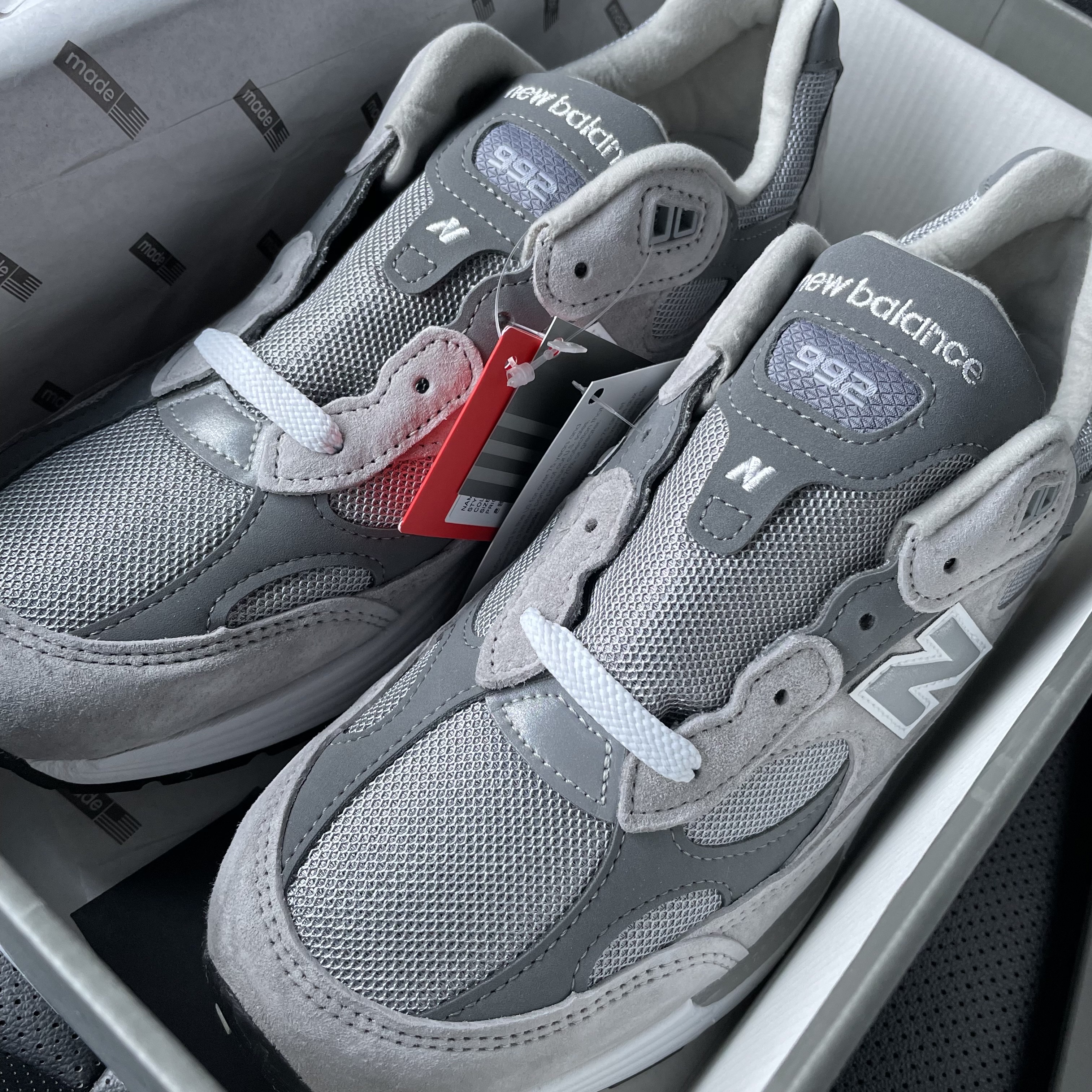 New Balance 992 Made in USA Grey - D Standard 착용 스타일 - 1