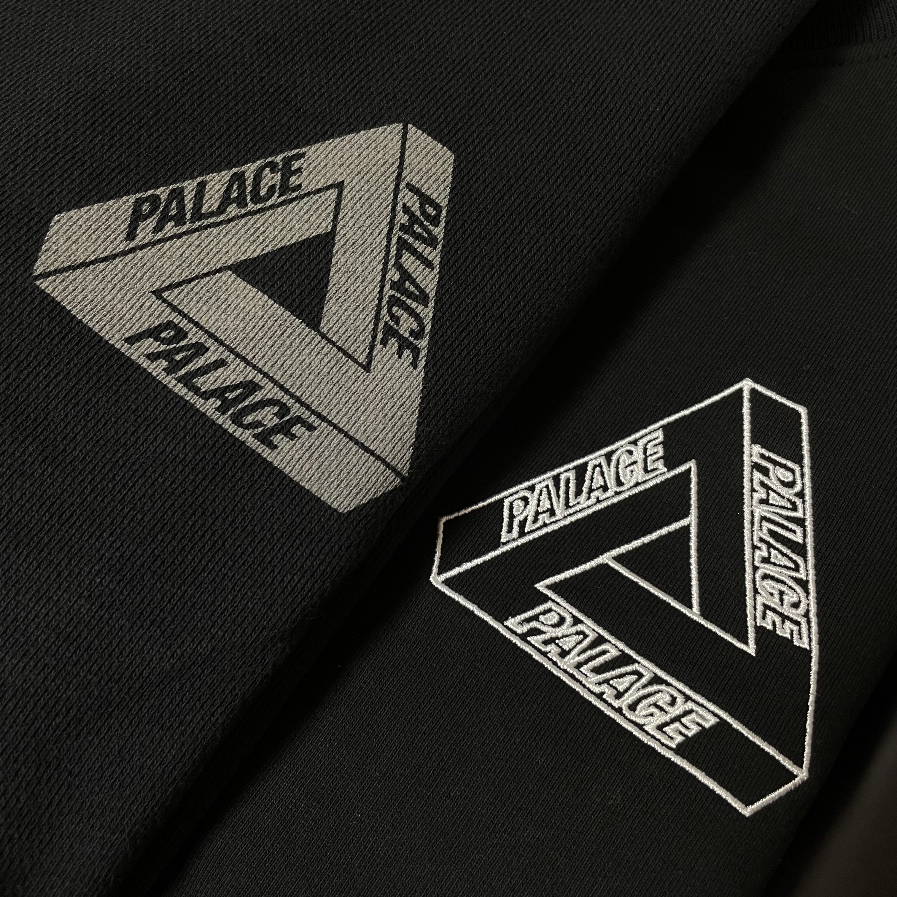 Palace Slub Crew Black - 21FW, Palace Outliner Mit Designer Crew Black - 21SS 착용 스타일