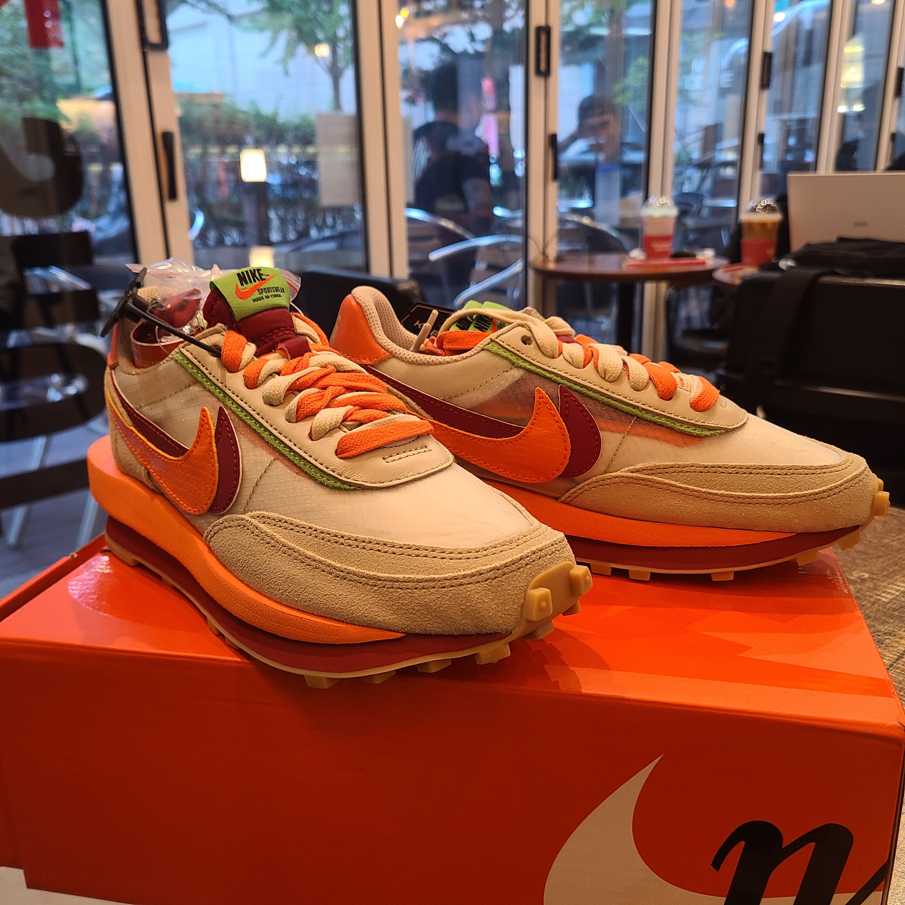 Nike x Sacai x Clot LDWaffle Orange Blaze 착용 스타일