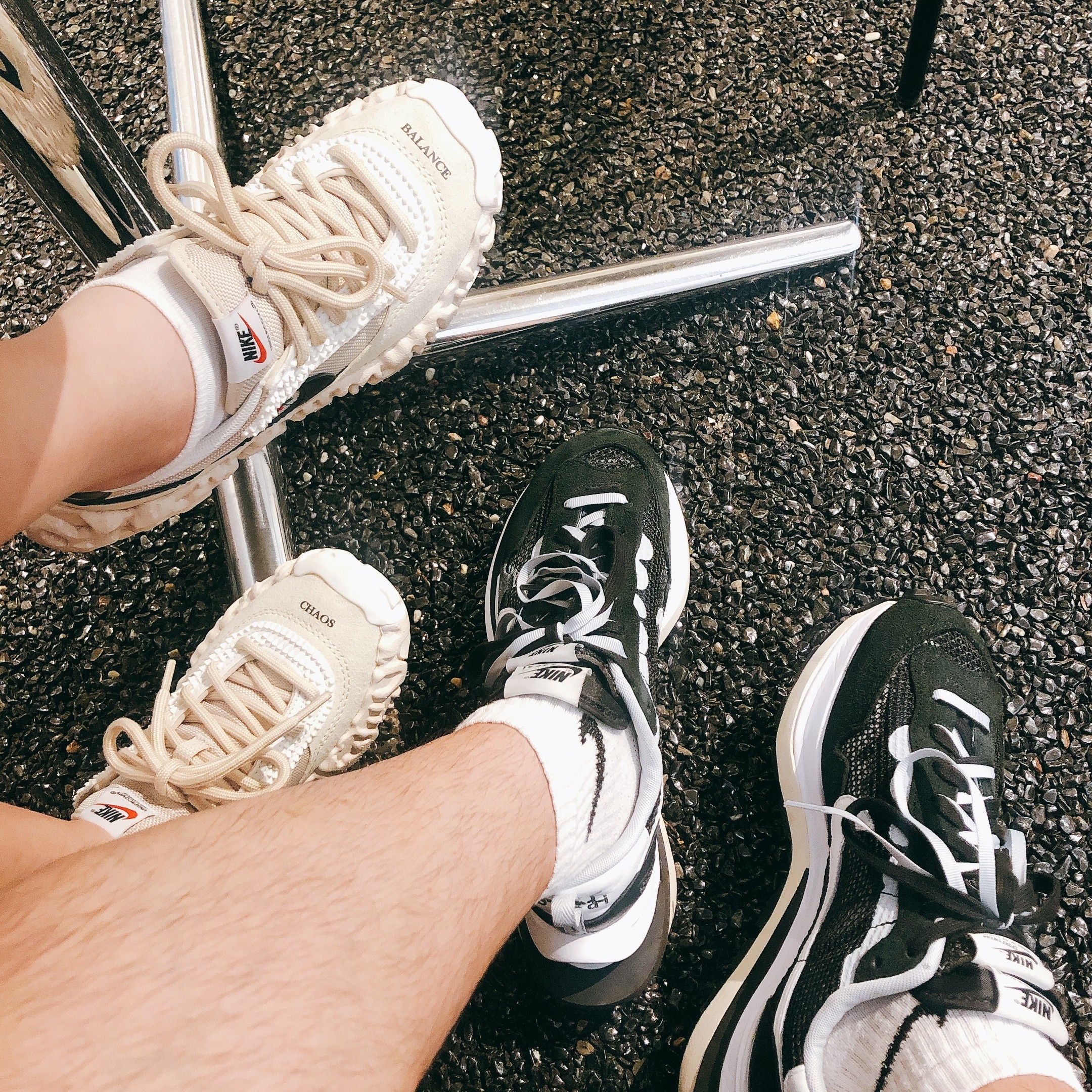 Nike x Undercover Overbreak SP Overcast, Nike x Sacai VaporWaffle Black White 착용 스타일 - 2