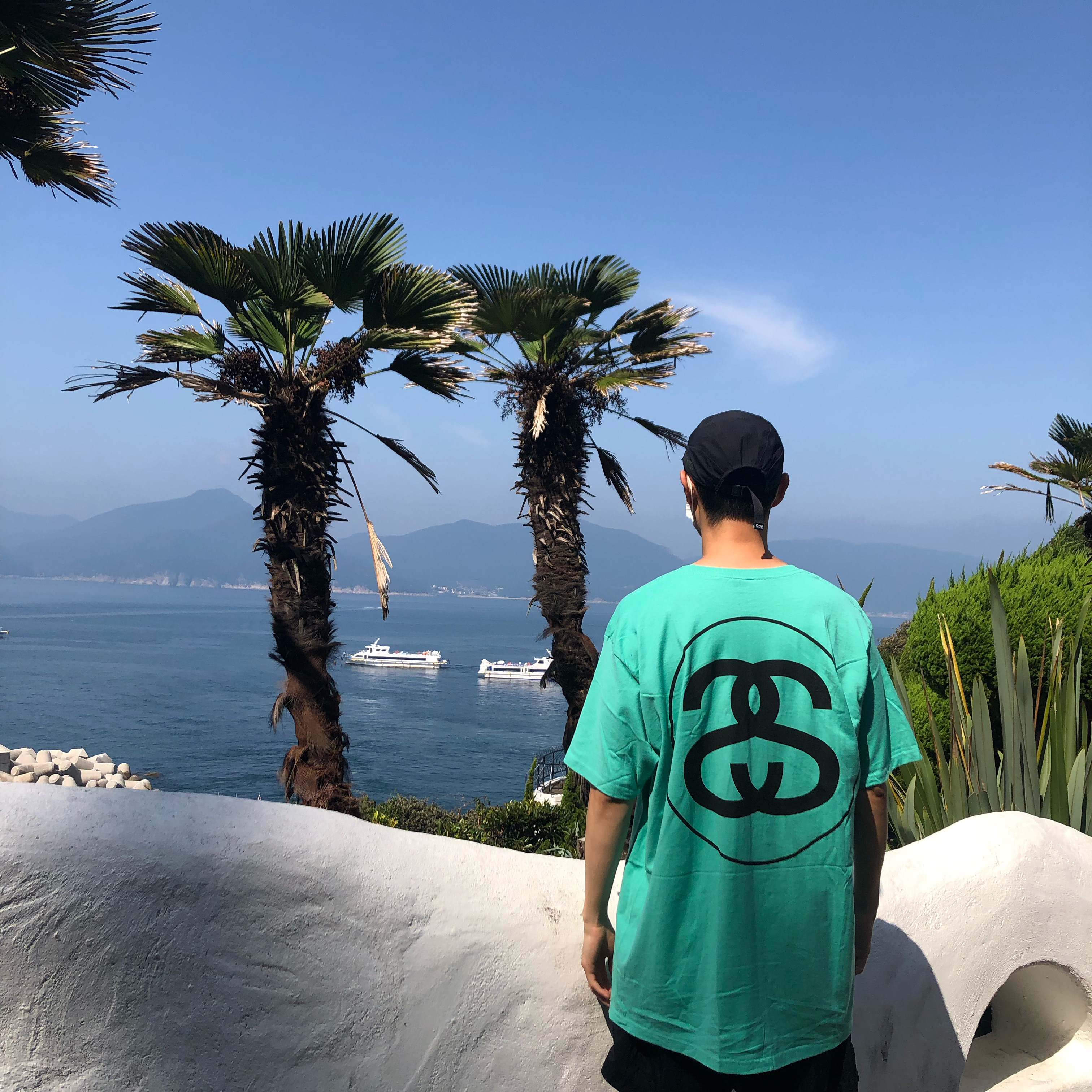 Stussy Big Link T-Shirt Green 착용 스타일