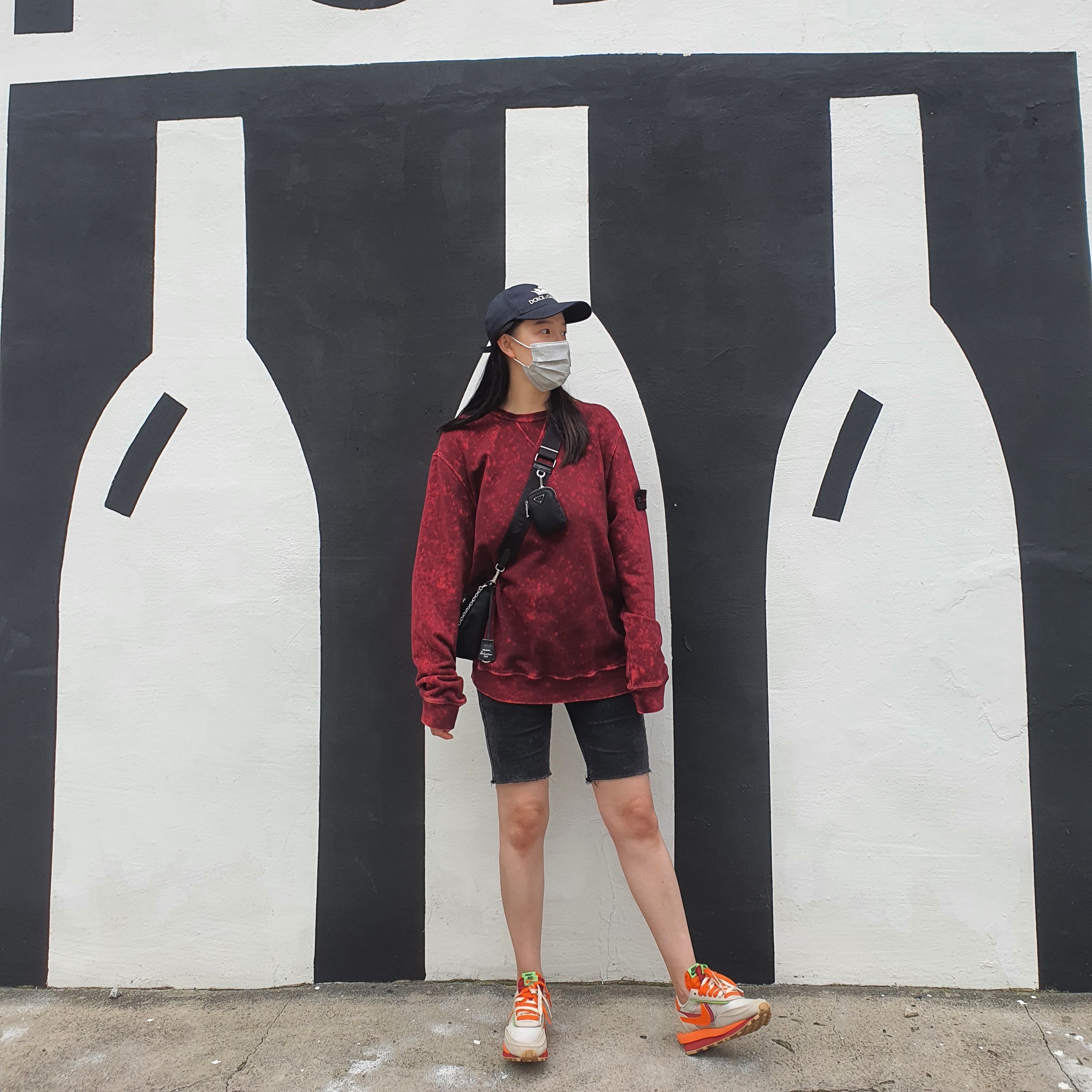 Nike x Sacai x Clot LDWaffle Orange Blaze 착용 스타일