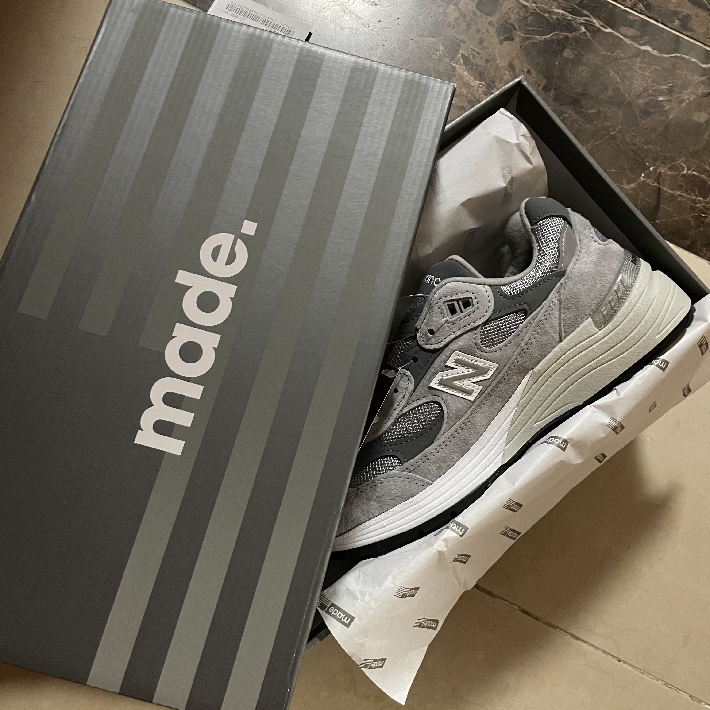 New Balance 992 Made in USA Grey - D Standard 착용 스타일 - 3