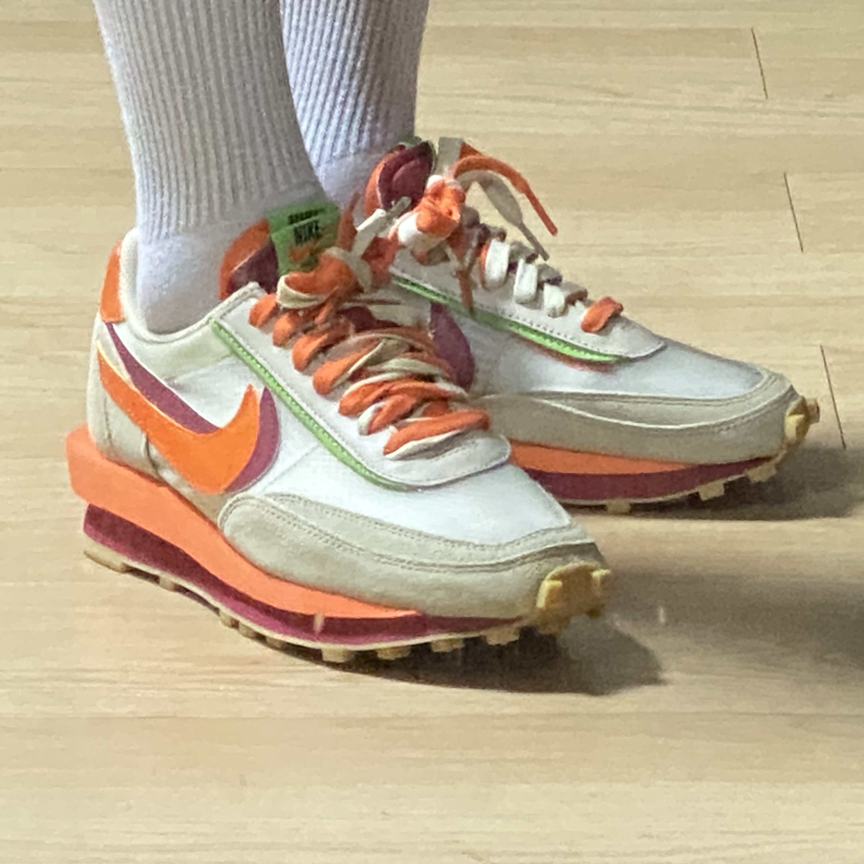 Nike x Sacai x Clot LDWaffle Orange Blaze 착용 스타일 - 1