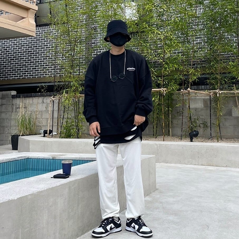 Nike Dunk Low Retro Black, (W) Nike Dunk Low Black 착용 스타일 - 2