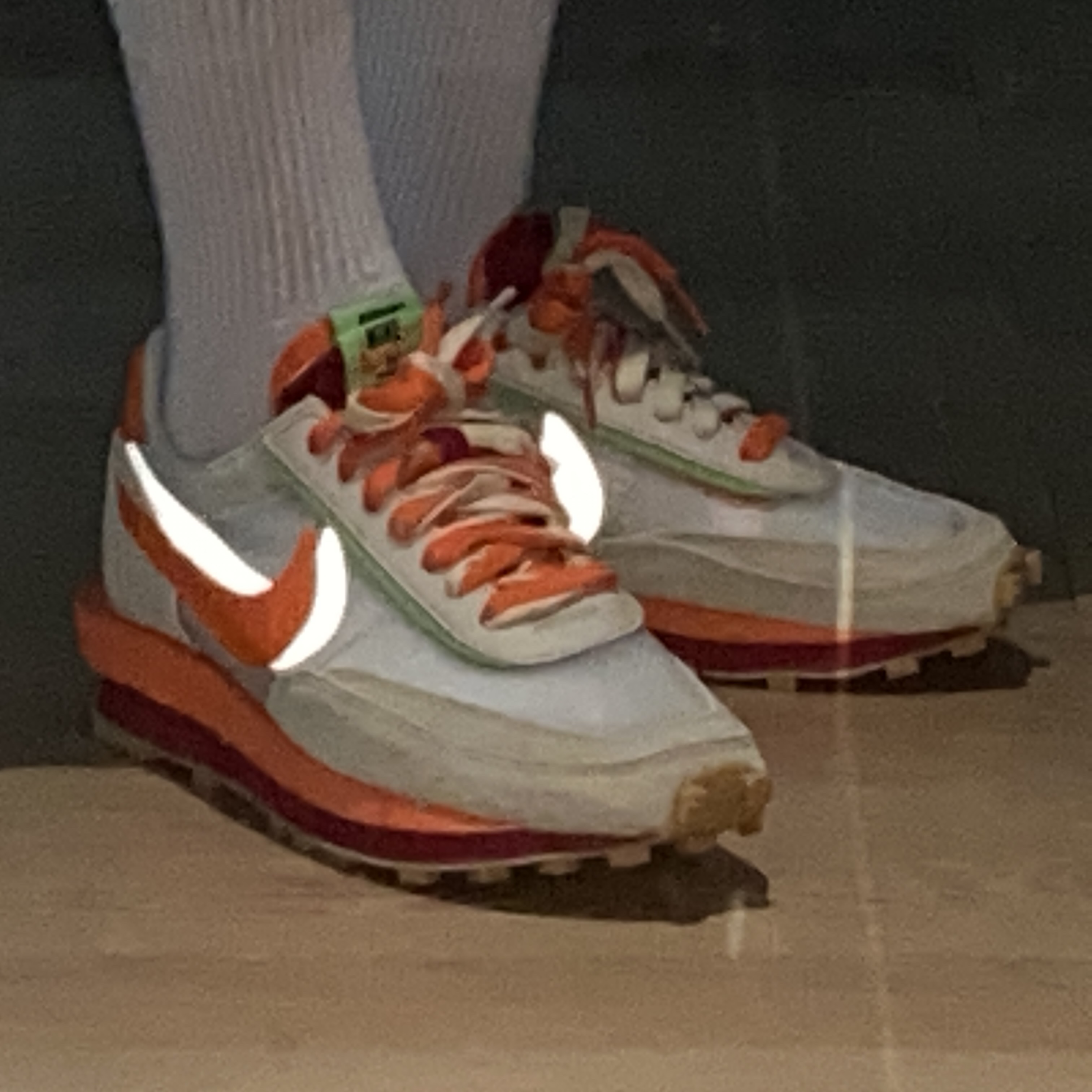 Nike x Sacai x Clot LDWaffle Orange Blaze 착용 스타일 - 2