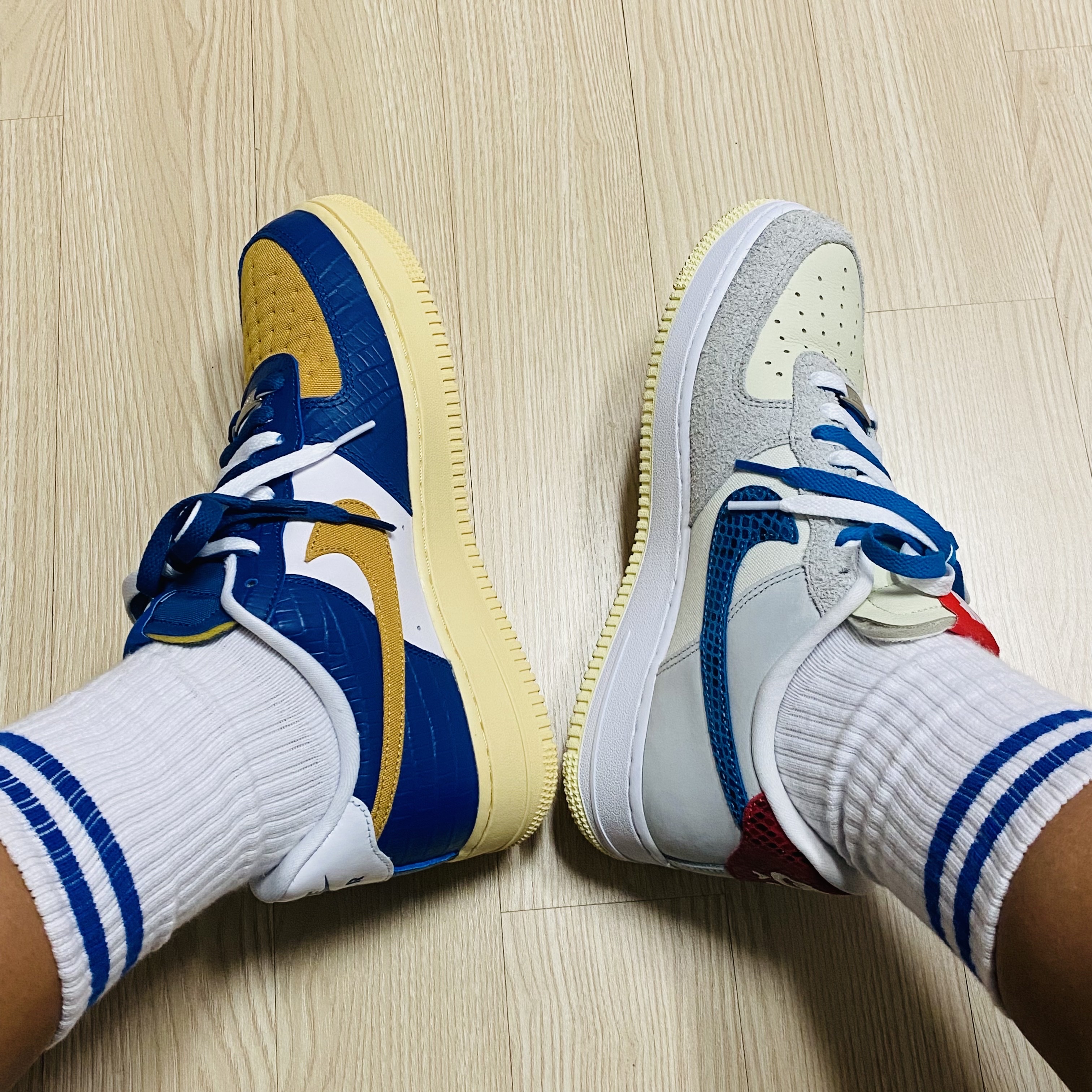Nike x Undefeated Air Force 1 Low SP 5 On It Court Blue, Nike x Undefeated Air Force 1 Low SP 5 On It 착용 스타일