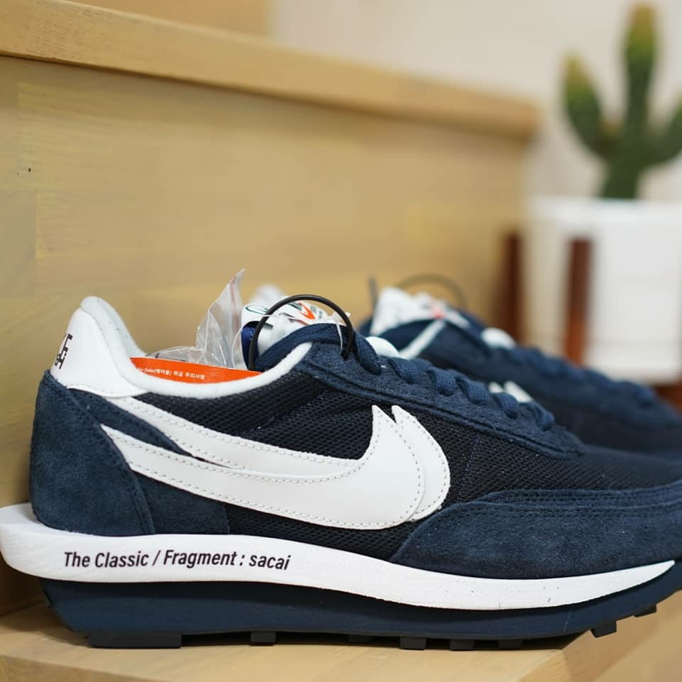 Nike x Sacai x Fragment LDWaffle Blackened Blue 착용 스타일 - 1