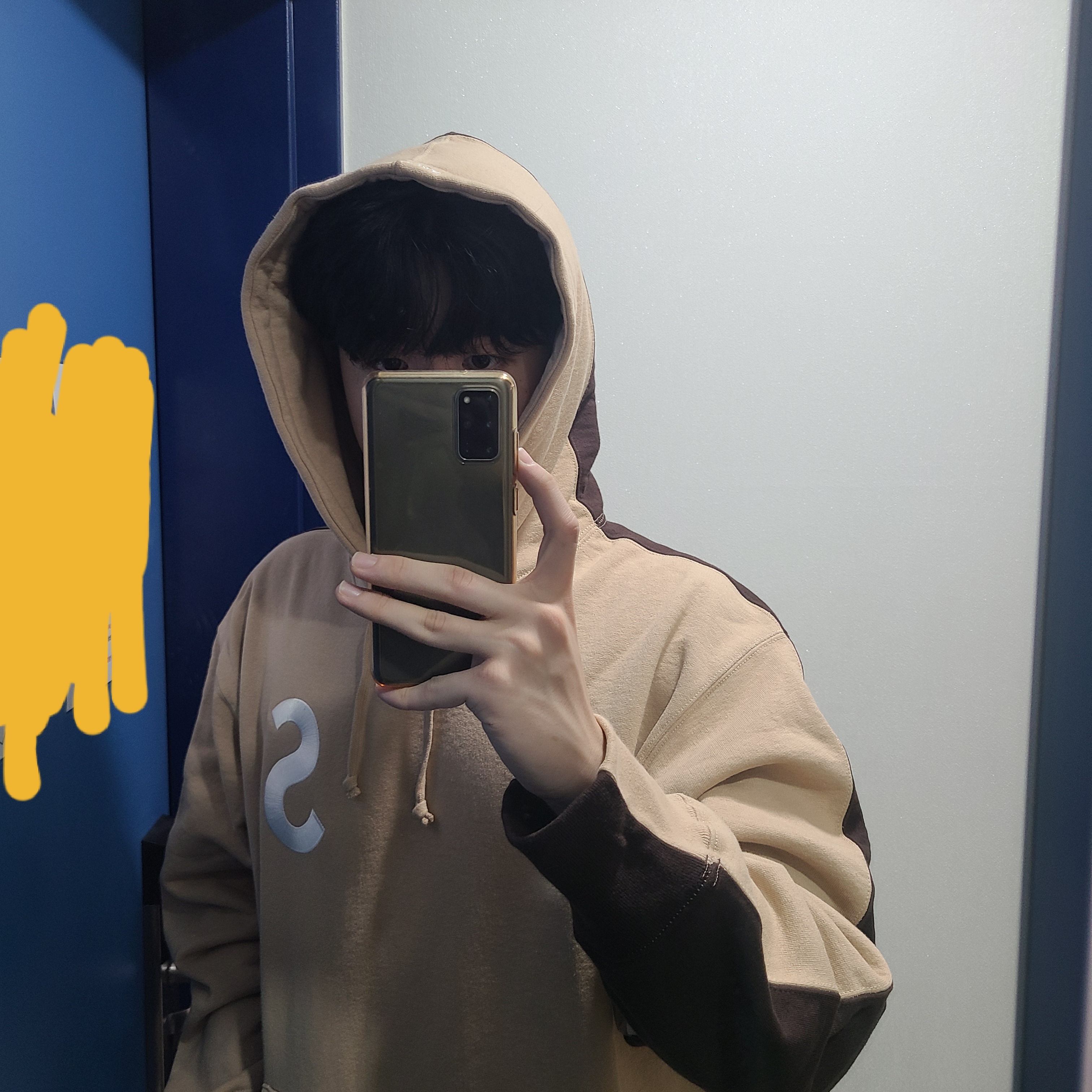Supreme S Logo Split Hooded Sweatshirt Tan - 21FW 착용 스타일 - 2