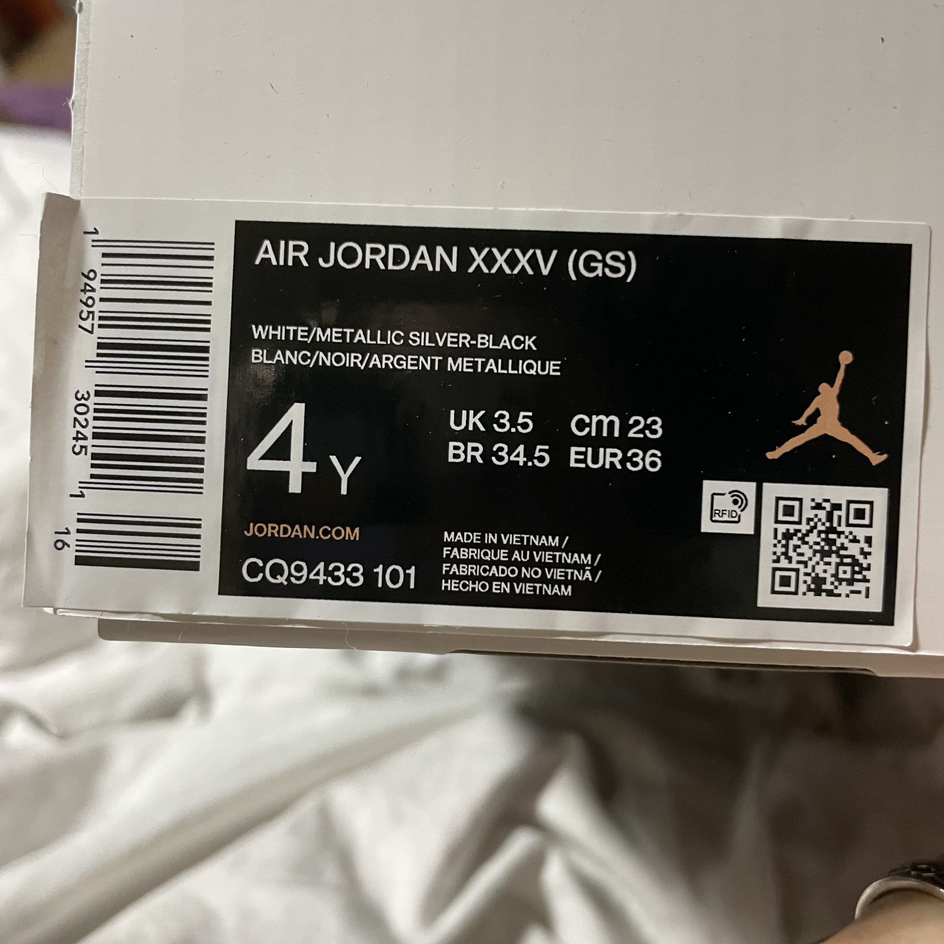 (GS) Jordan XXXV White Black 착용 스타일 - 1