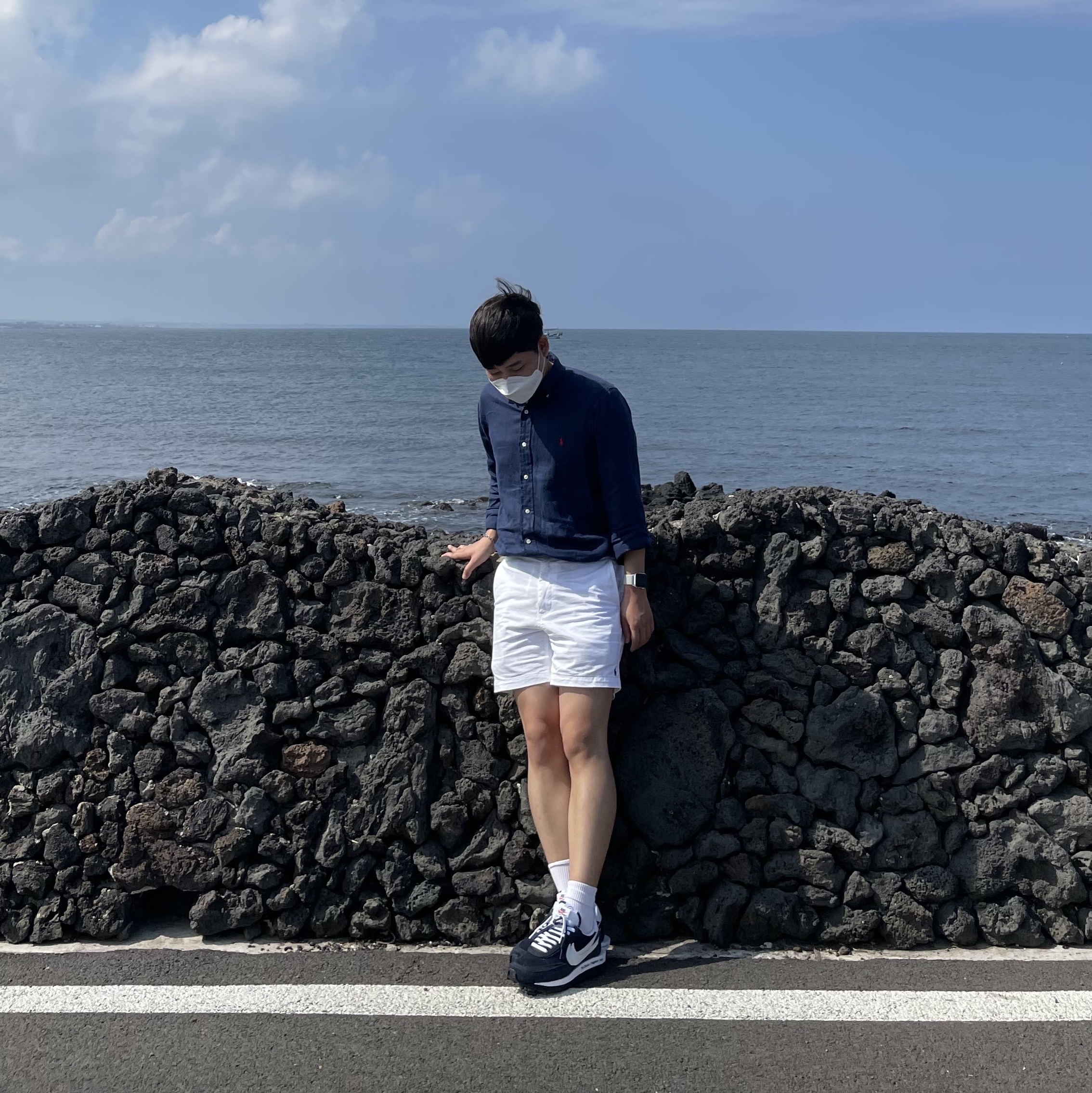 Nike x Sacai x Fragment LDWaffle Blackened Blue 착용 스타일