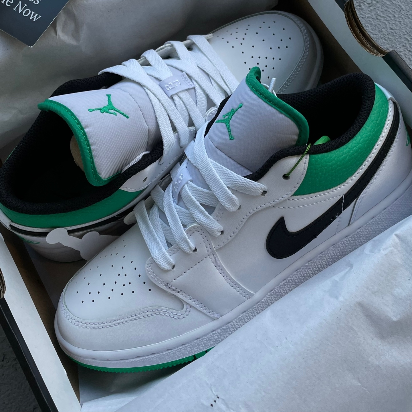 (GS) Jordan 1 Low White Stadium Green 착용 스타일 - 1