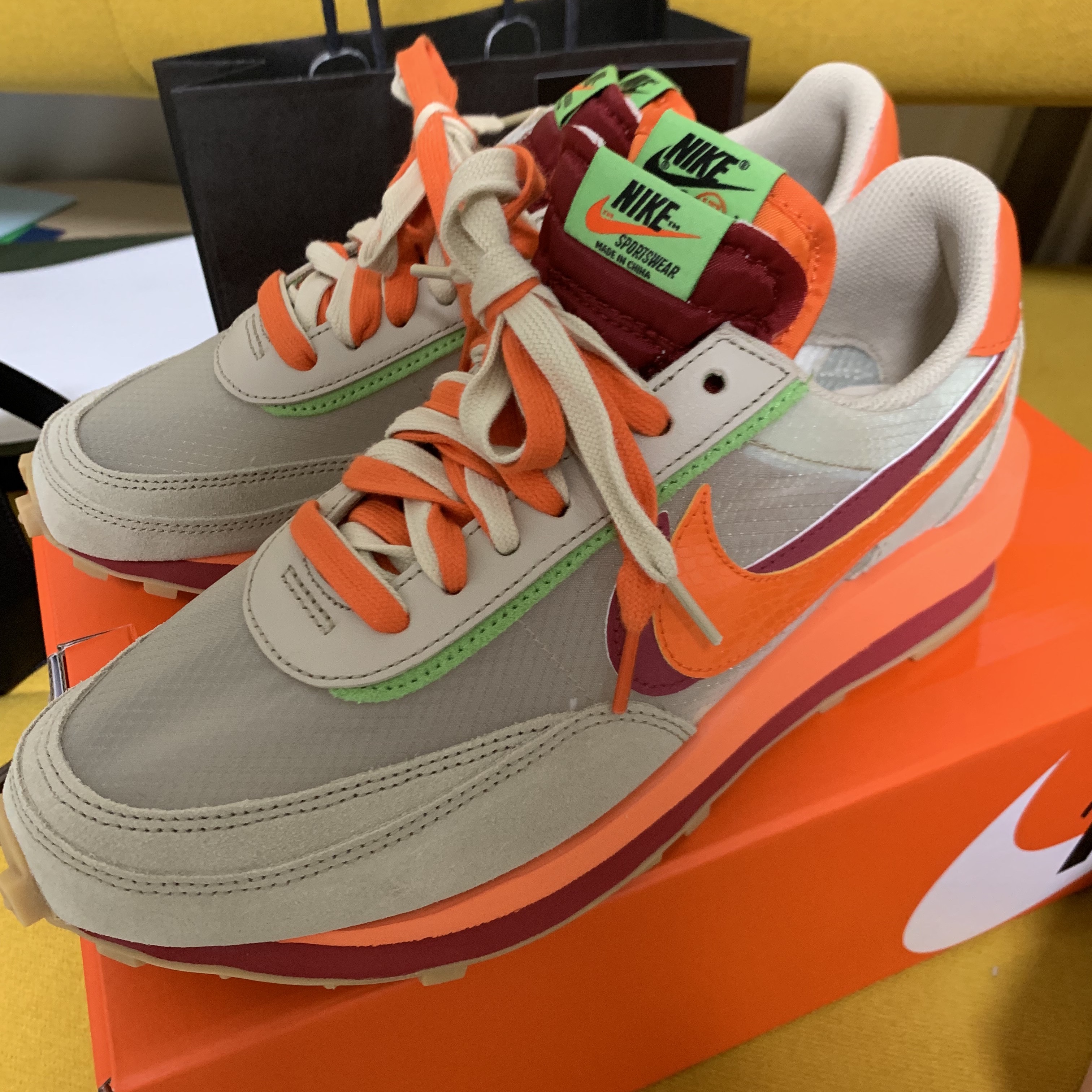 Nike x Sacai x Clot LDWaffle Orange Blaze 착용 스타일