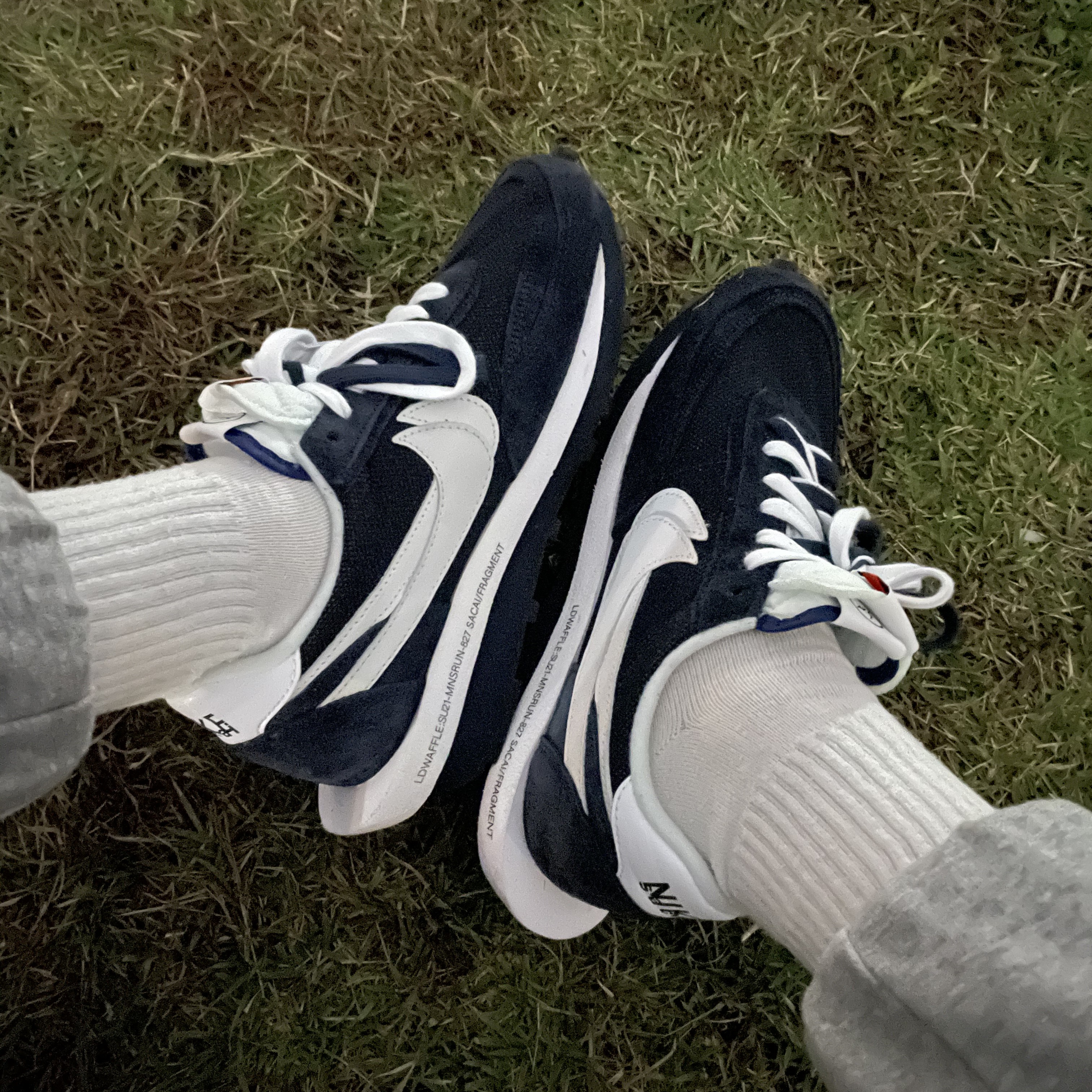 Nike x Sacai x Fragment LDWaffle Blackened Blue 착용 스타일 - 1
