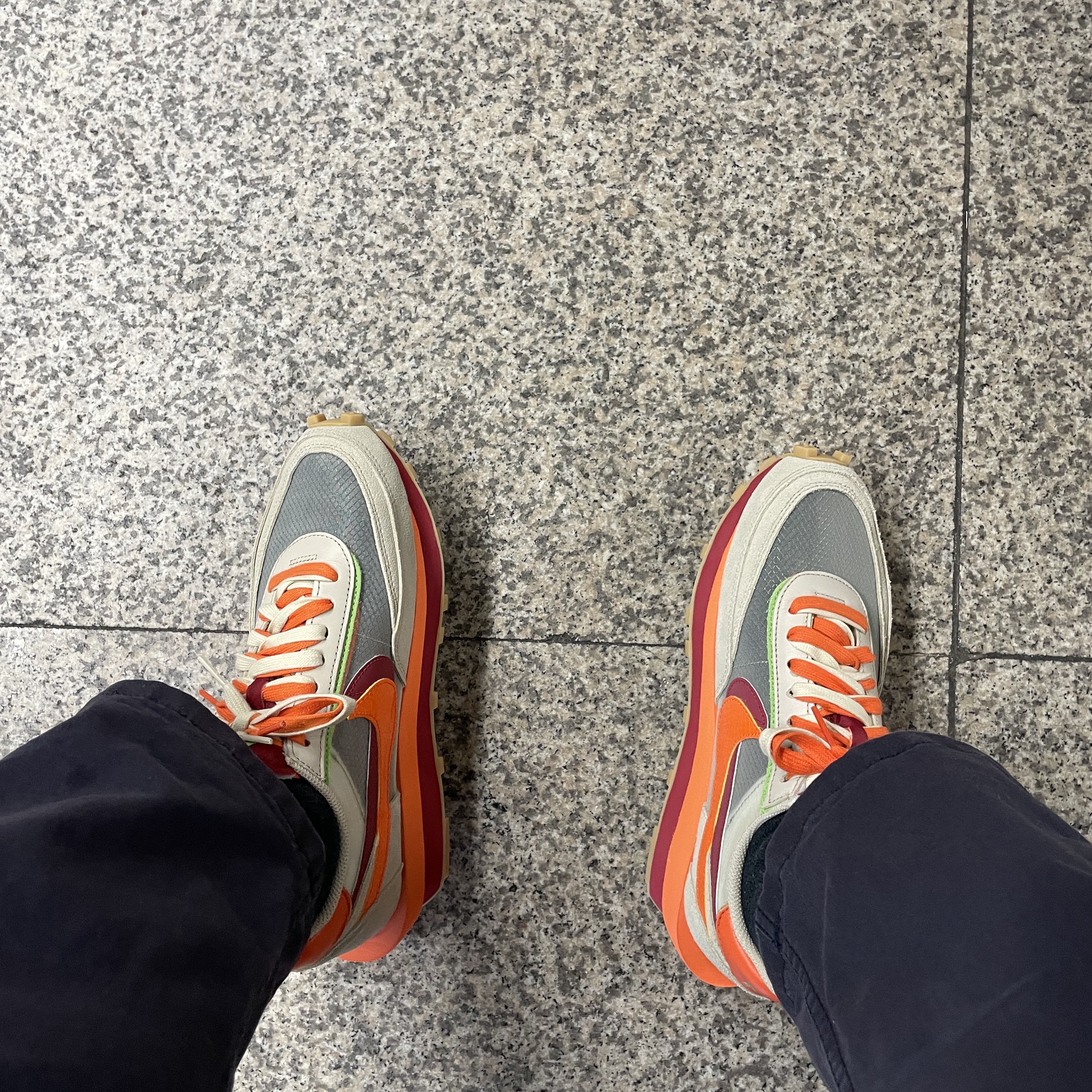 Nike x Sacai x Clot LDWaffle Orange Blaze 착용 스타일