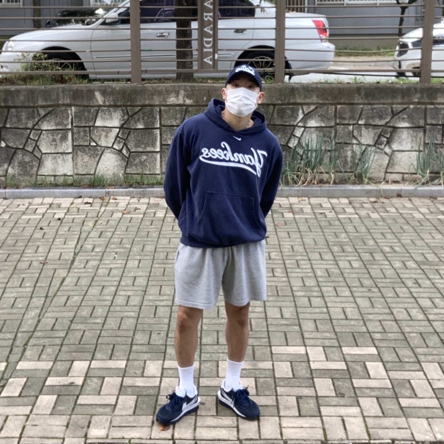 Nike x Sacai x Fragment LDWaffle Blackened Blue 착용 스타일