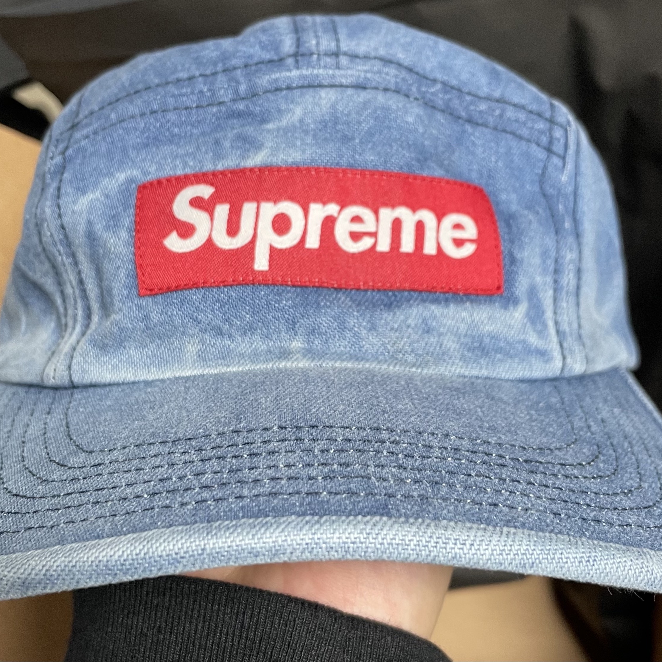 Supreme Washed Chino Twill Camp Cap Denim - 21FW 착용 스타일 - 1
