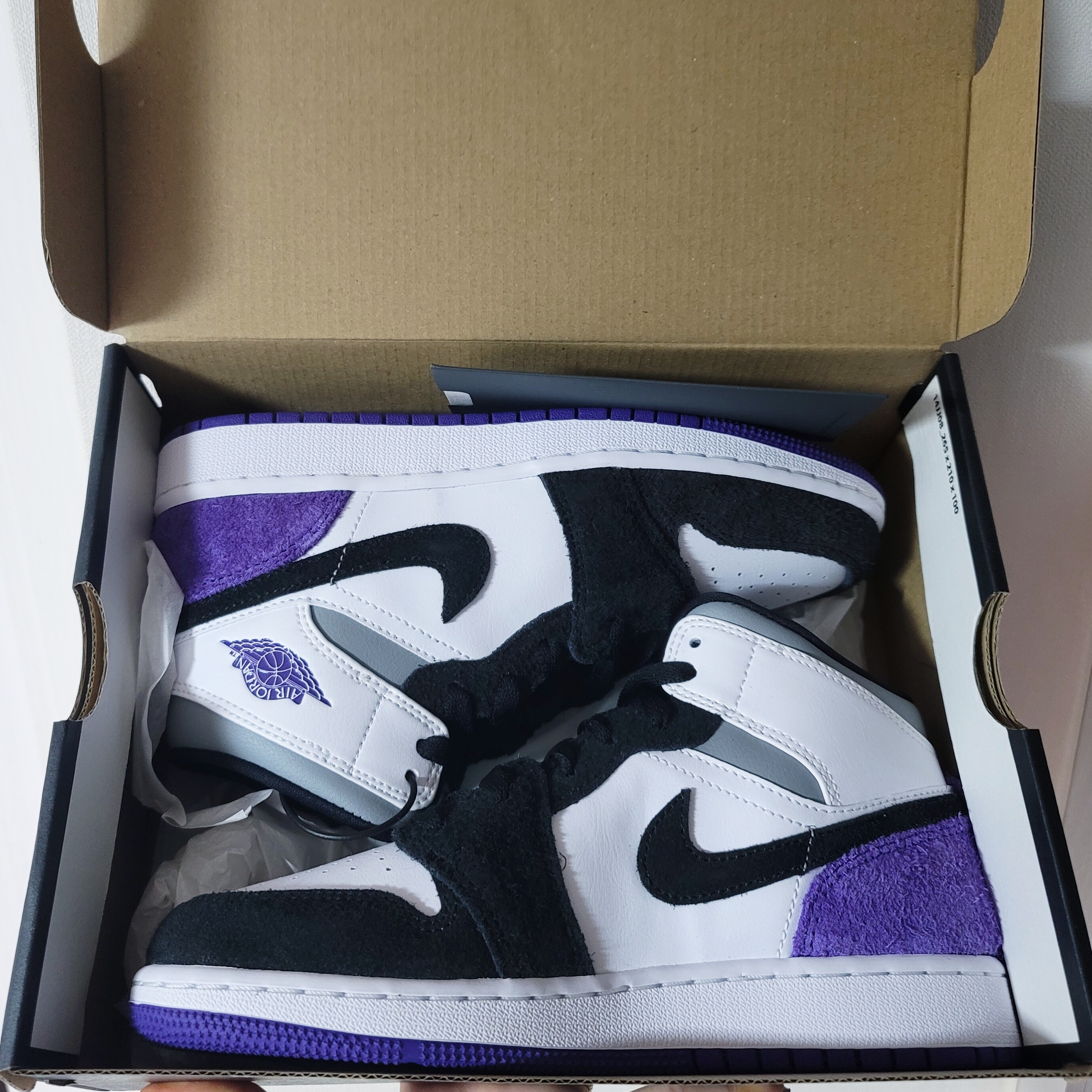 (GS) Jordan 1 Mid SE Court Purple, Jordan 1 Mid SE Court Purple 착용 스타일