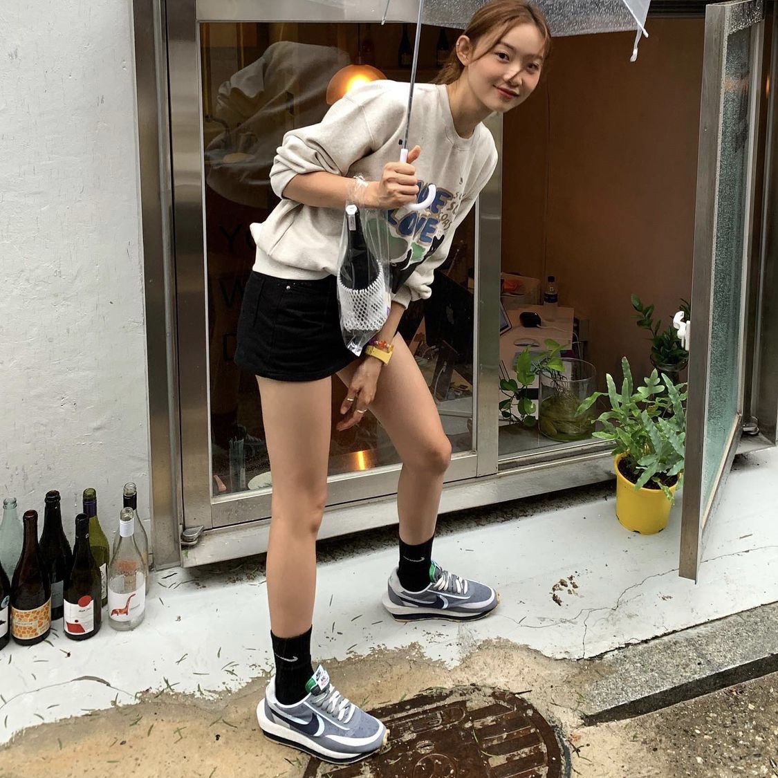 Nike x Sacai x Clot LDWaffle Cool Grey 착용 스타일 - 1