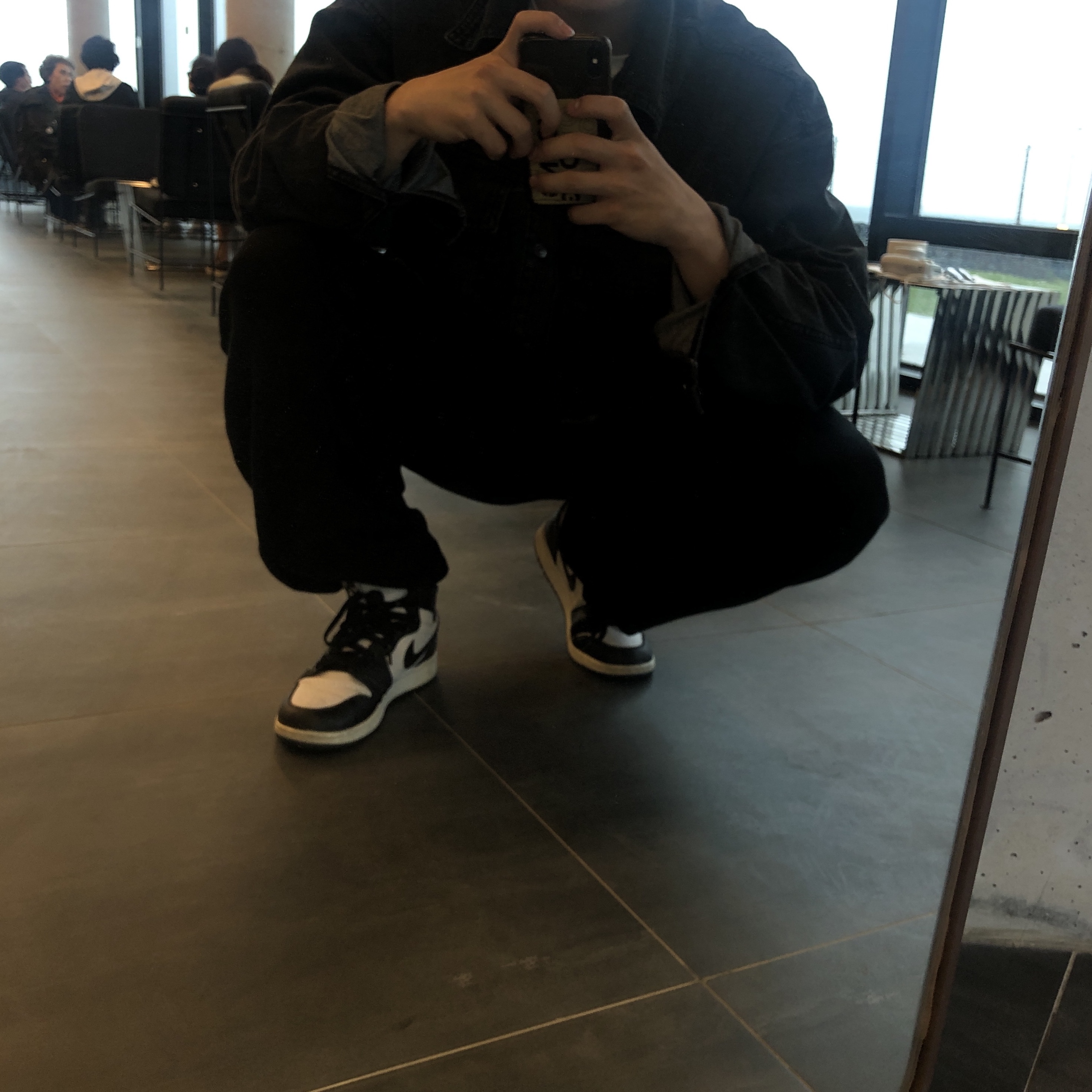 (GS) Jordan 1 Retro High OG Black White 2014 착용 스타일