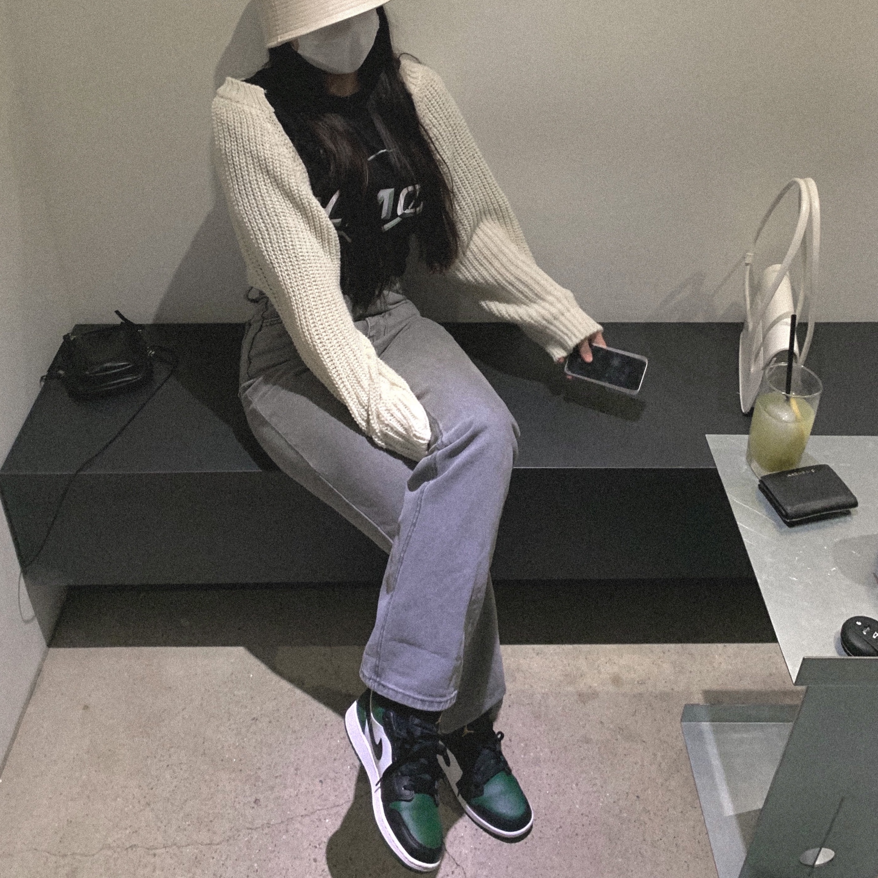 (GS) Jordan 1 Low Green Toe 착용 스타일 - 1