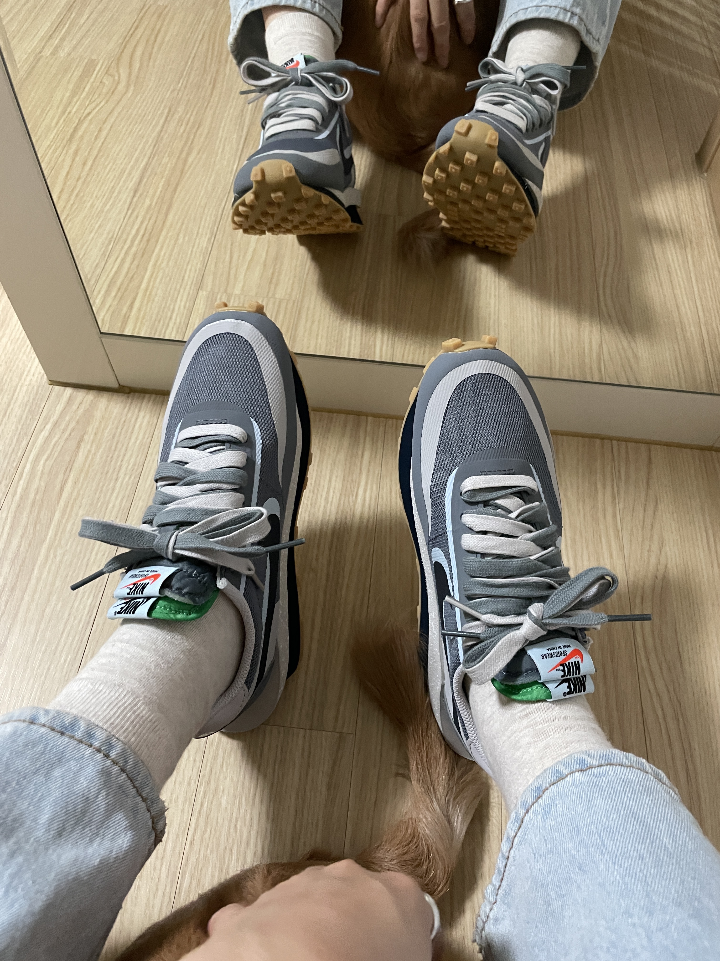 Nike x Sacai x Clot LDWaffle Cool Grey 착용 스타일 - 1