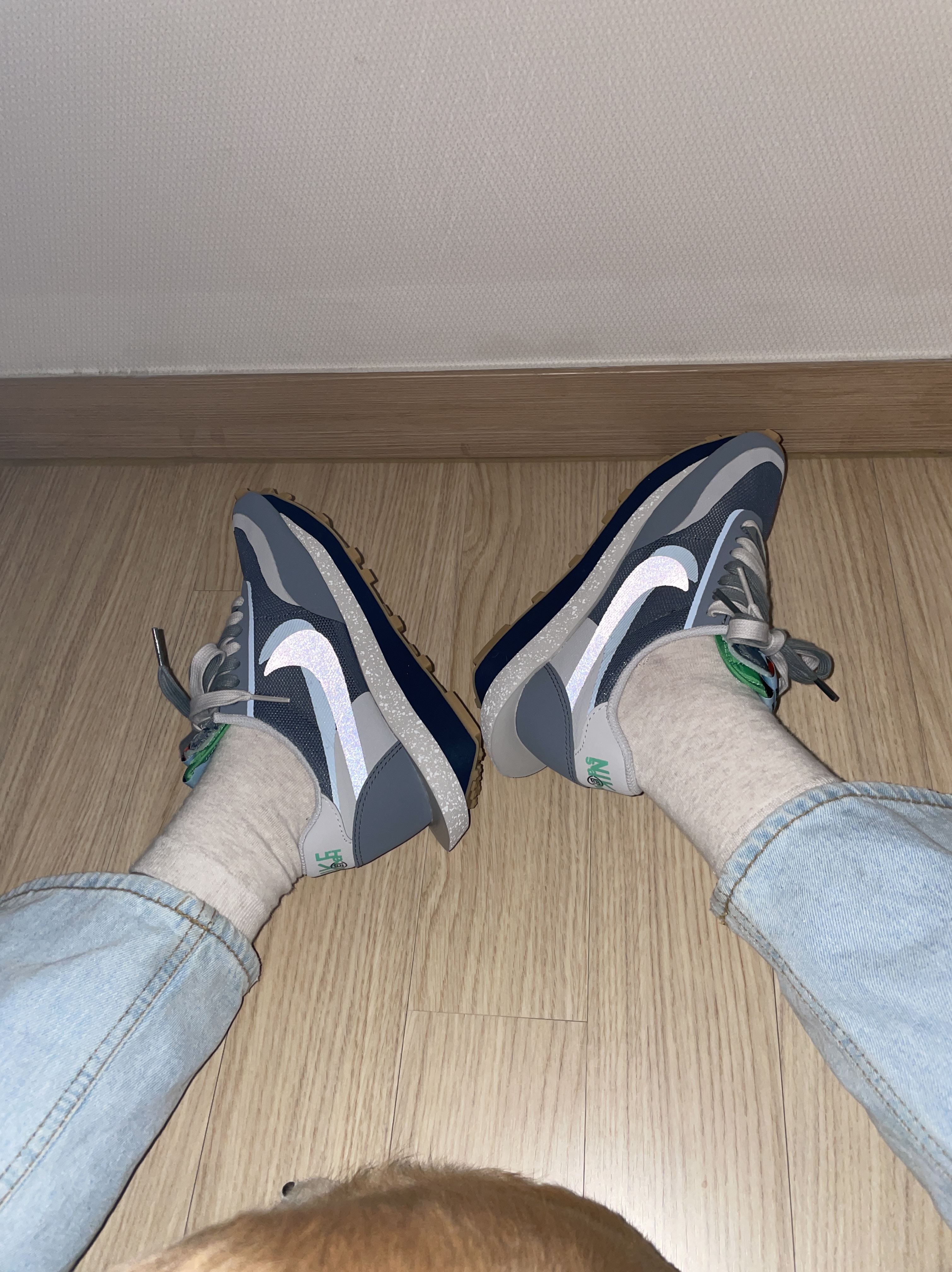Nike x Sacai x Clot LDWaffle Cool Grey 착용 스타일 - 2