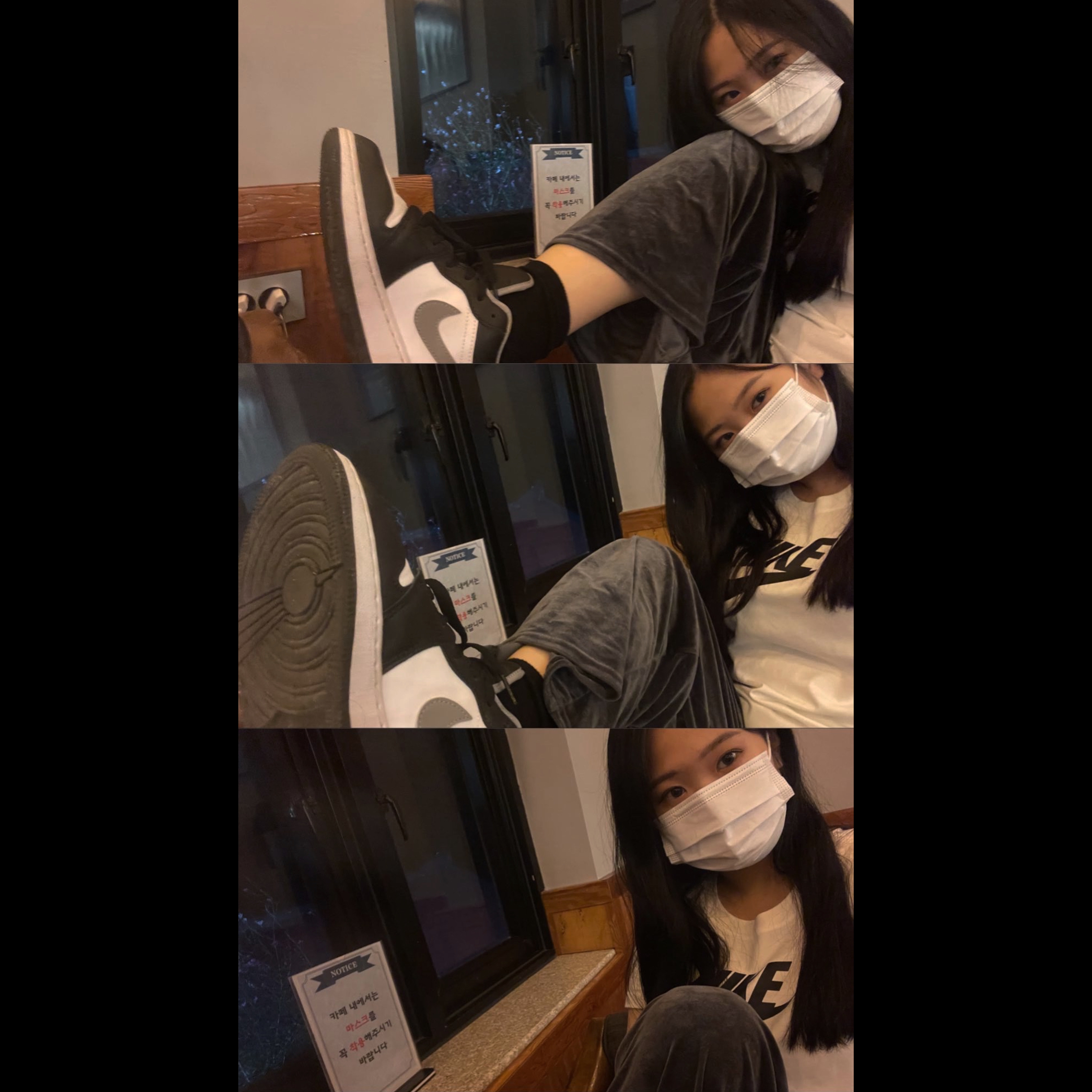 (GS) Jordan 1 Low Black Particle Grey 착용 스타일 - 2