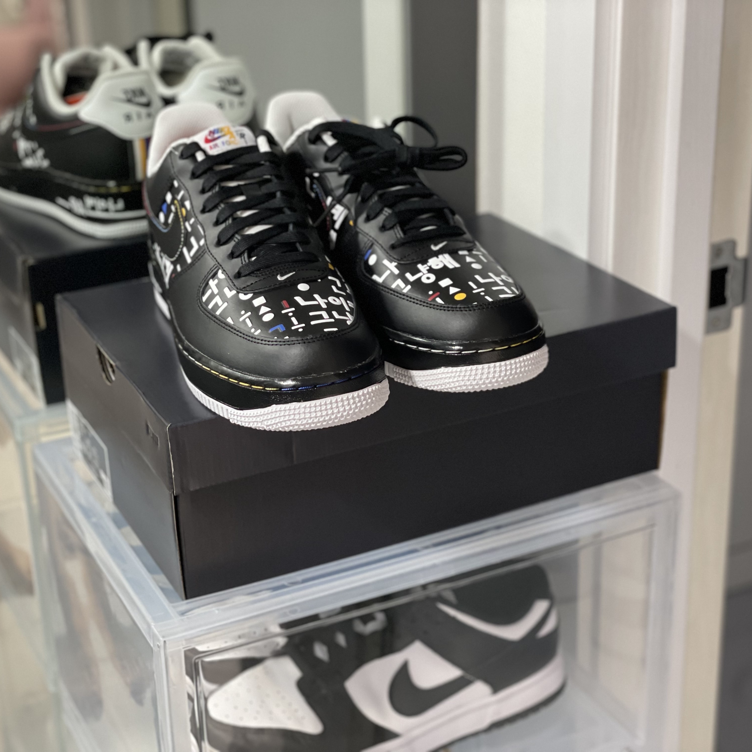 Nike Air Force 1 '07 LV8 Hangul Day, Nike Dunk Low Retro Black 착용 스타일 - 3