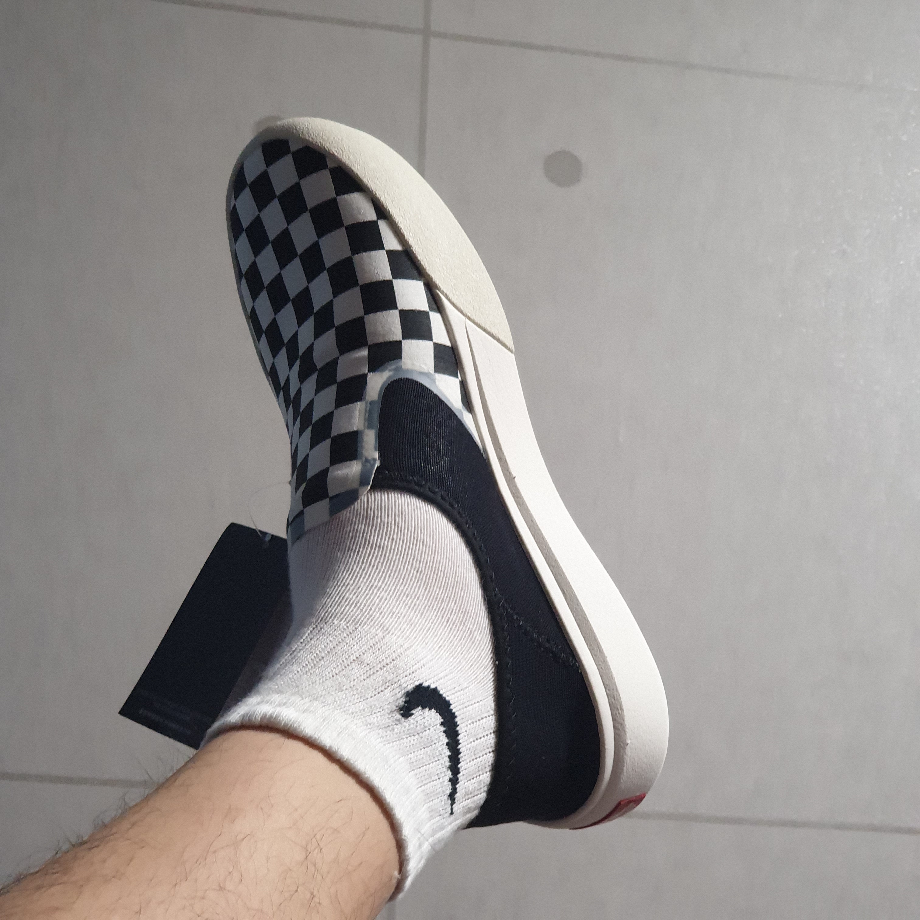 Vans Checkerboard Comfycush One Black 착용 스타일