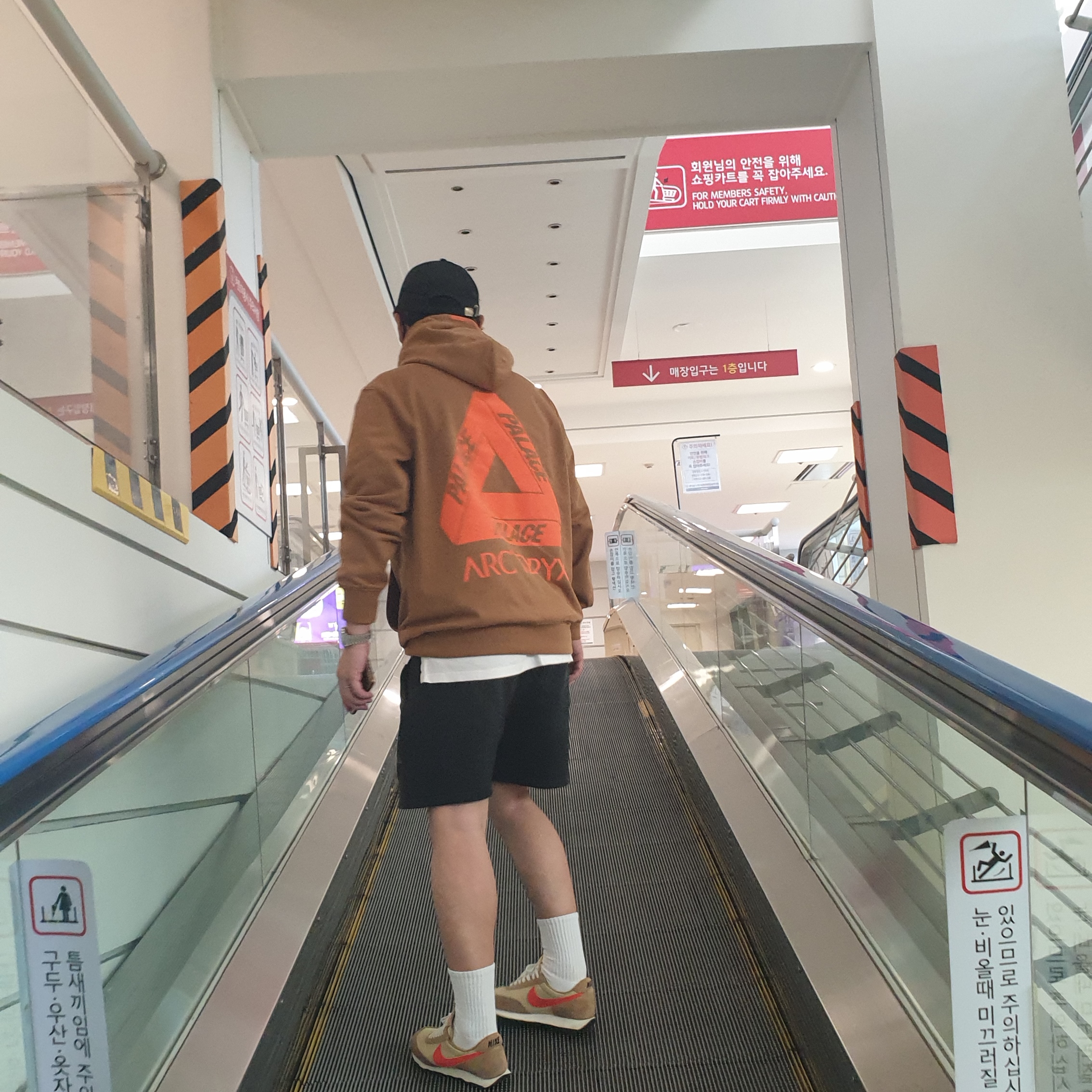 Palace x Arc'teryx Hood Brown - 20FW, Essentials Sweatshorts Black 2020 착용 스타일 - 1