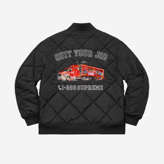 Supreme Quit Your Job Quilted Work Jacket Black - 21FW