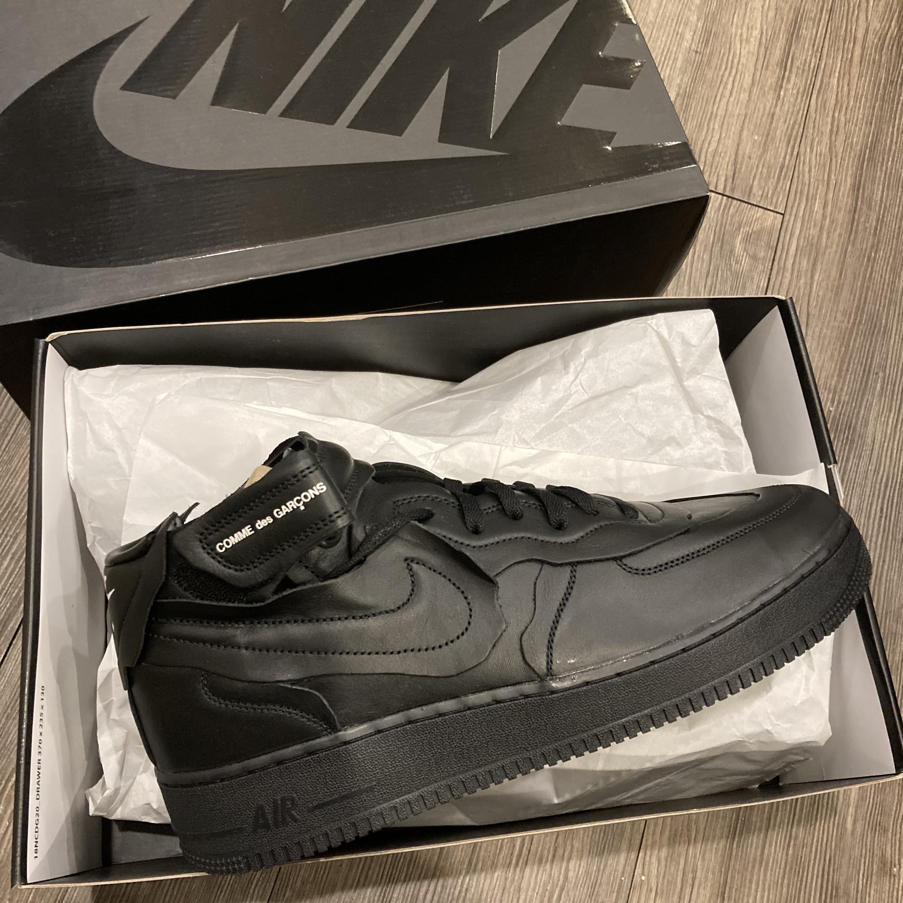 Nike x Comme des Garcons Homme Plus Air Force Mid Black 착용 스타일