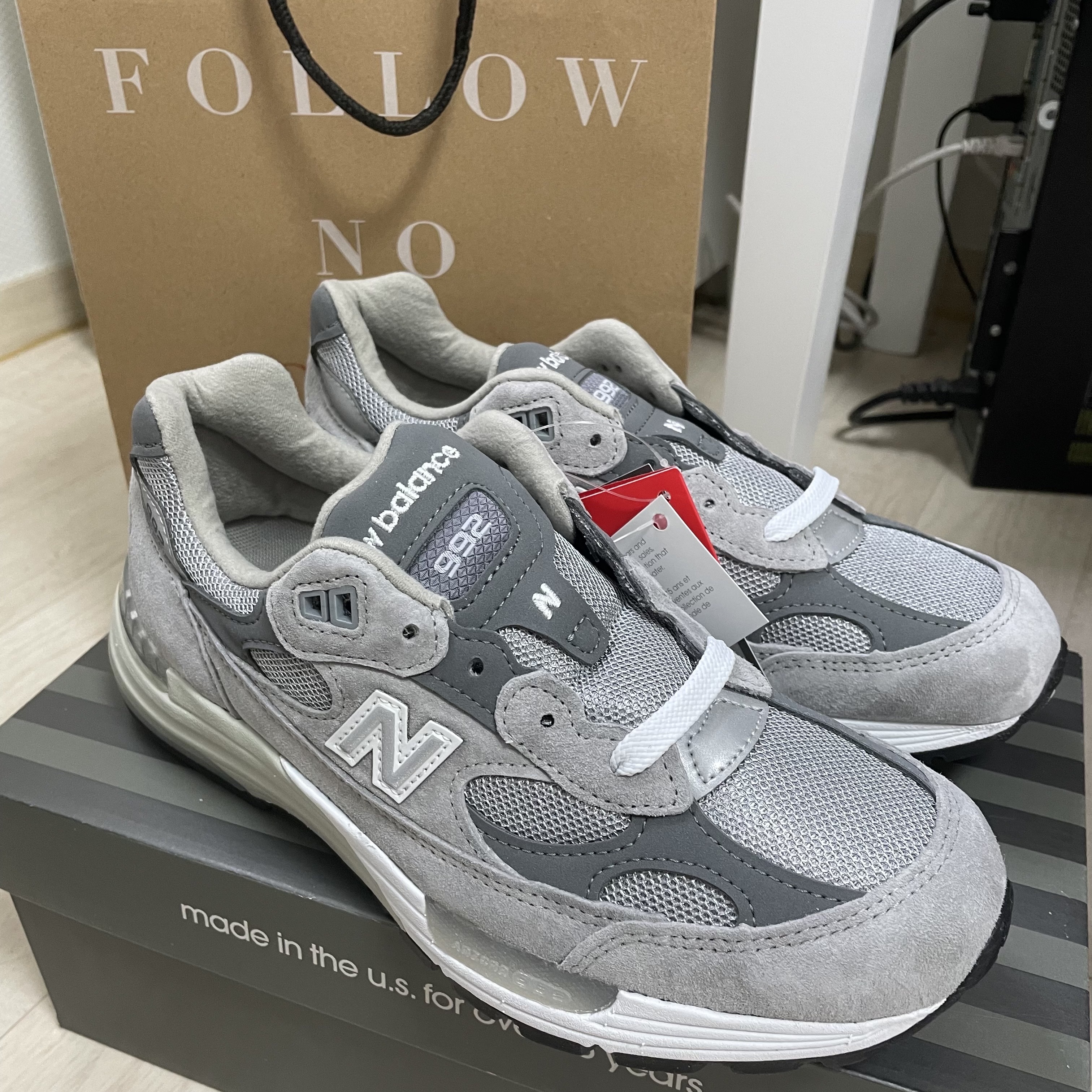 New Balance 992 Made in USA Grey - D Standard 착용 스타일 - 1