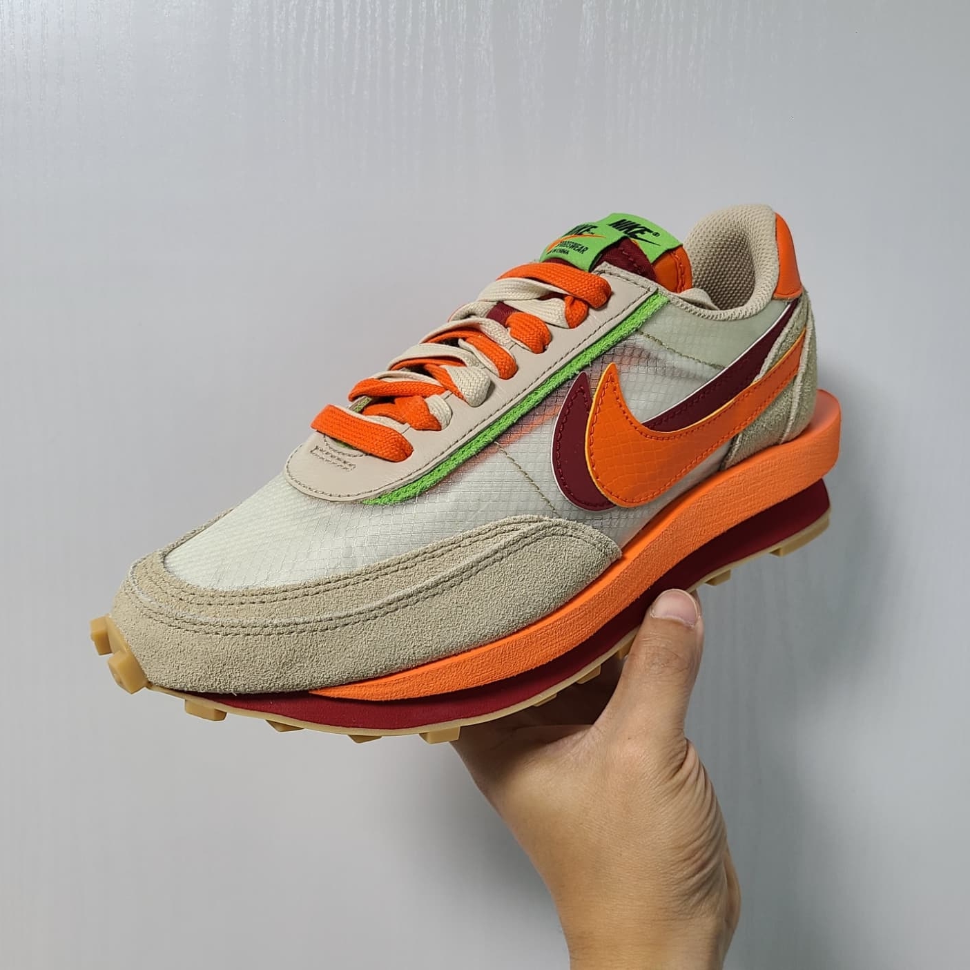 Nike x Sacai x Clot LDWaffle Orange Blaze 착용 스타일 - 1