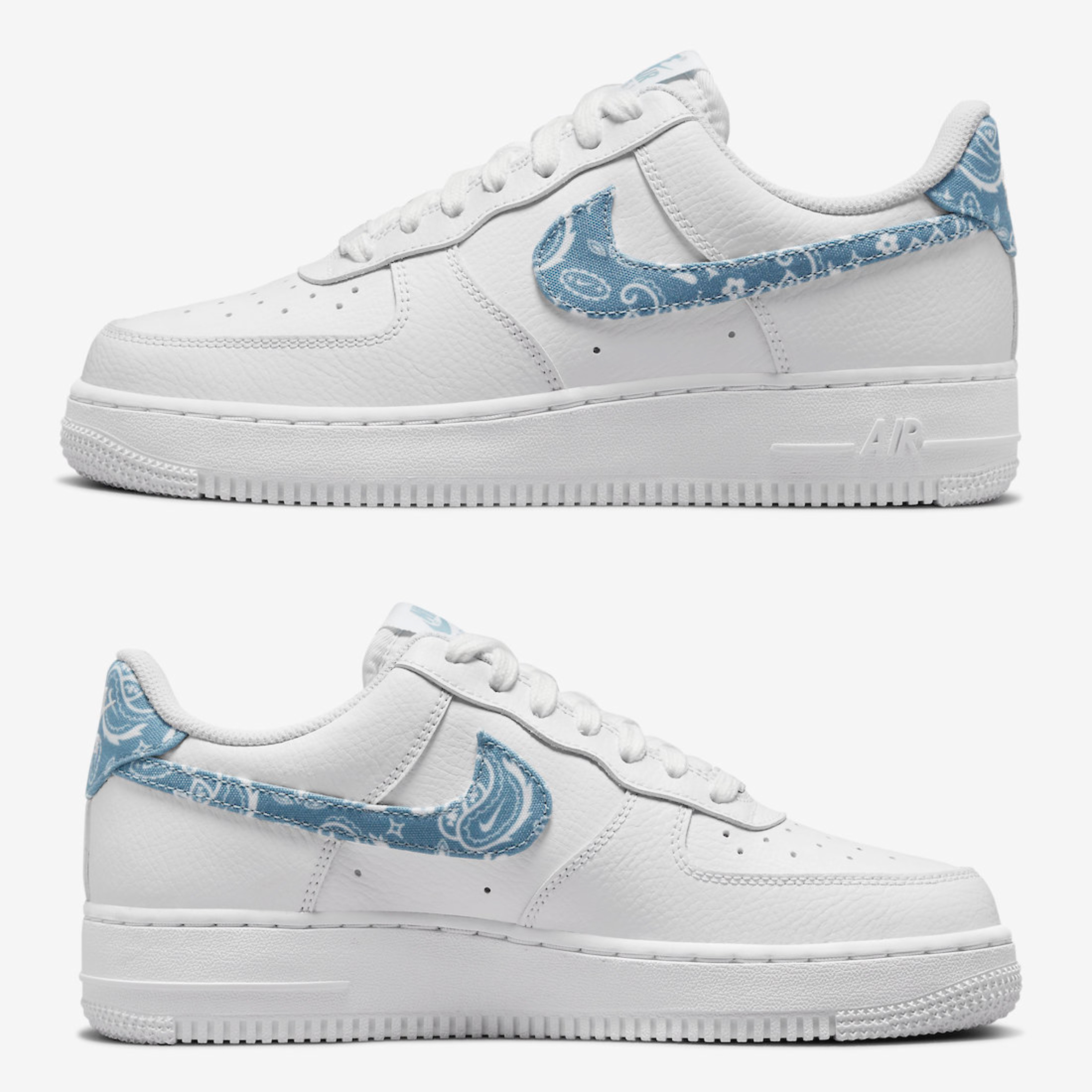 (W) Nike Air Force 1 '07 Essential Paisley Swoosh White Worn Blue 착용 스타일 - 3