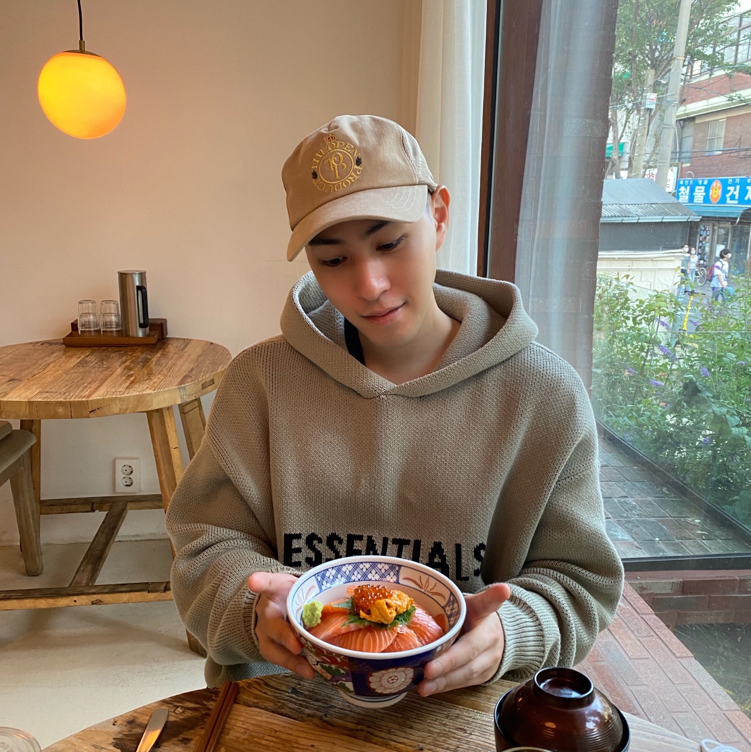 Essentials Knit Pullover Hoodie Pistachio - 21FW 착용 스타일 - 1