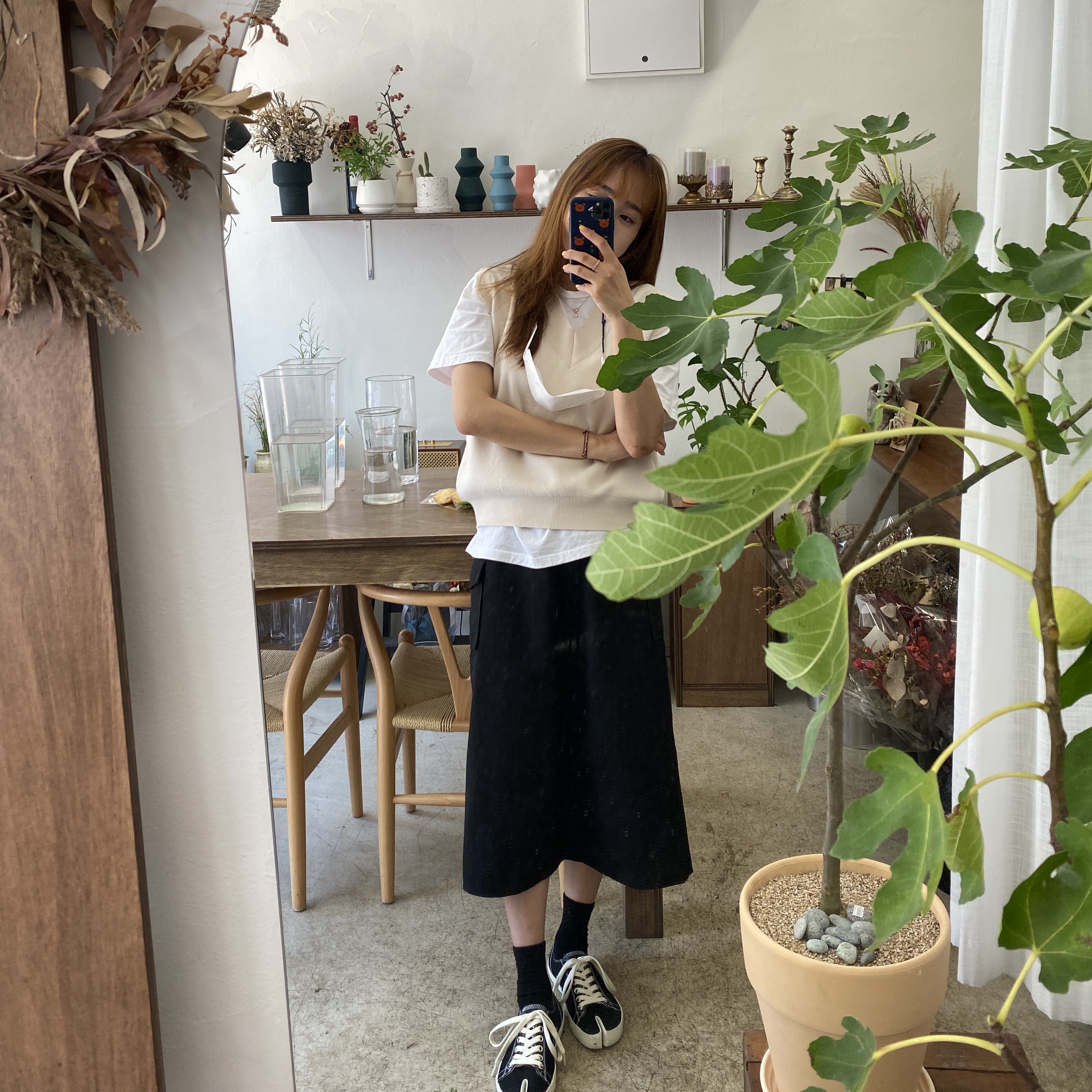 Maison Margiela Tabi Low Black 착용 스타일 - 1