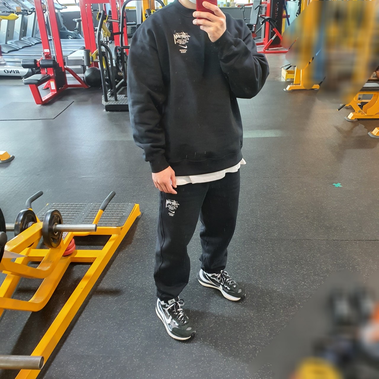 Nike x Stussy NRG ZR Fleece Crewneck Black - US/EU, Nike x Stussy NRG ZR Fleece Pants Black - US/EU 착용 스타일