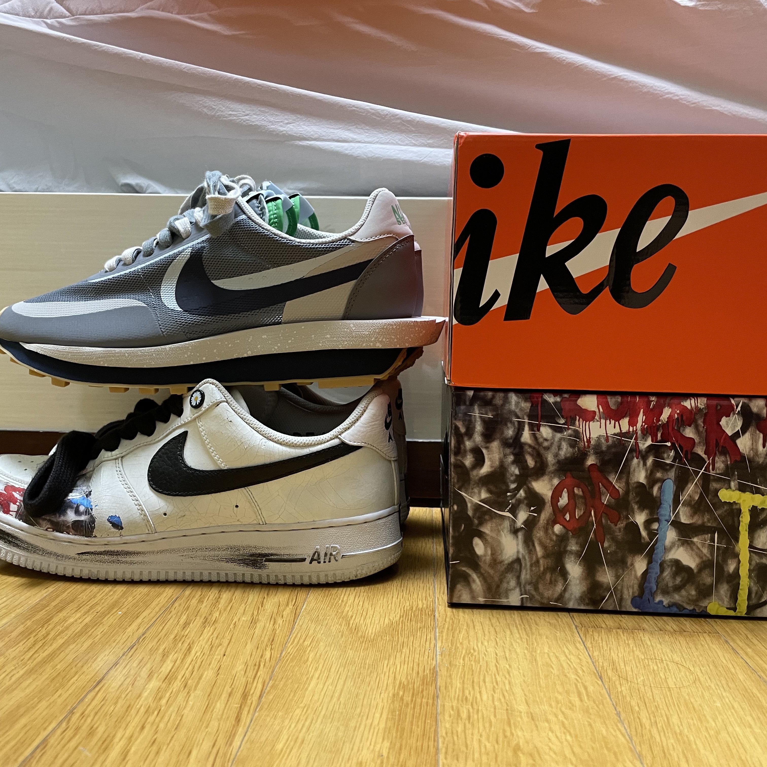 Nike x Sacai x Clot LDWaffle Cool Grey 착용 스타일 - 2