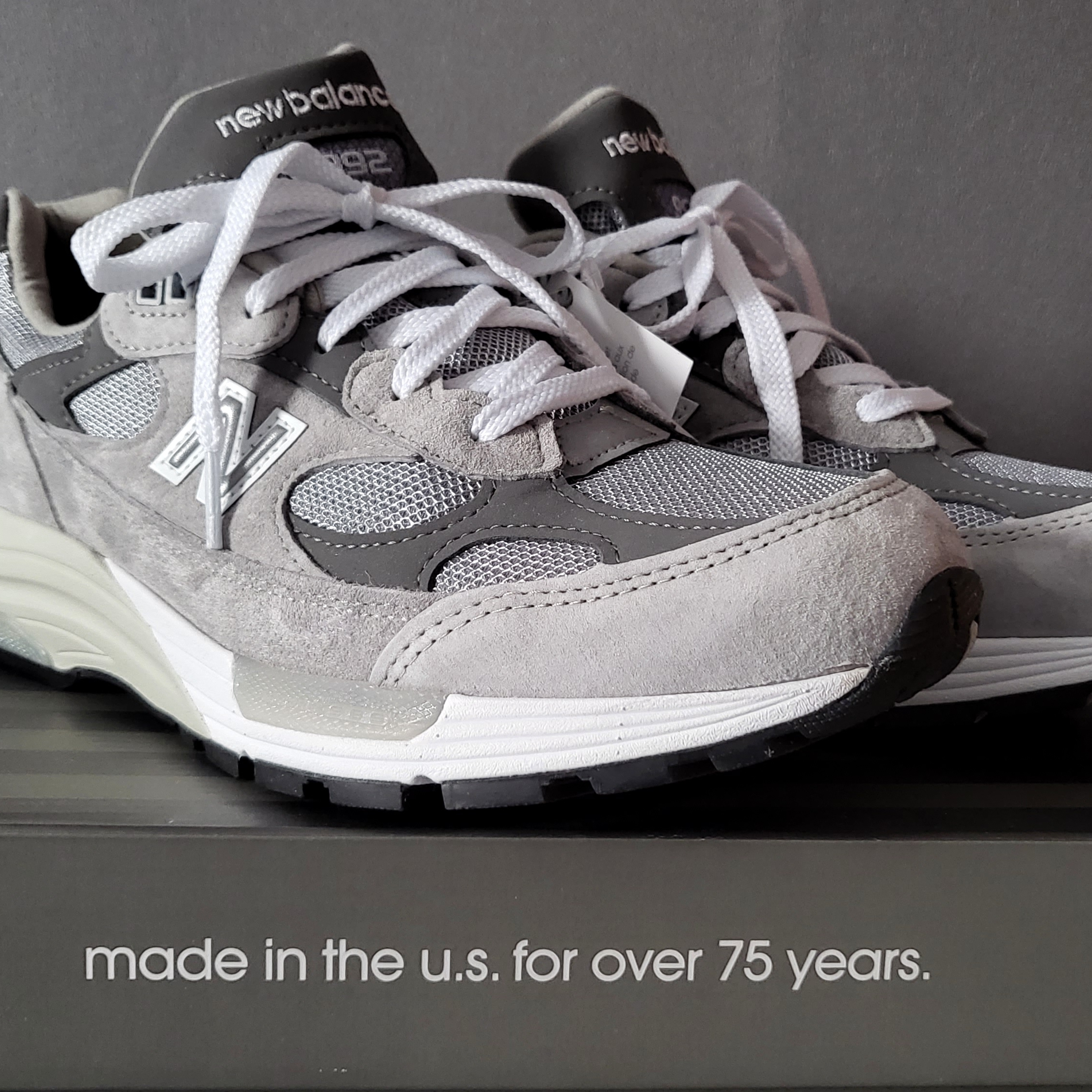 New Balance 992 Made in USA Grey - D Standard 착용 스타일 - 1