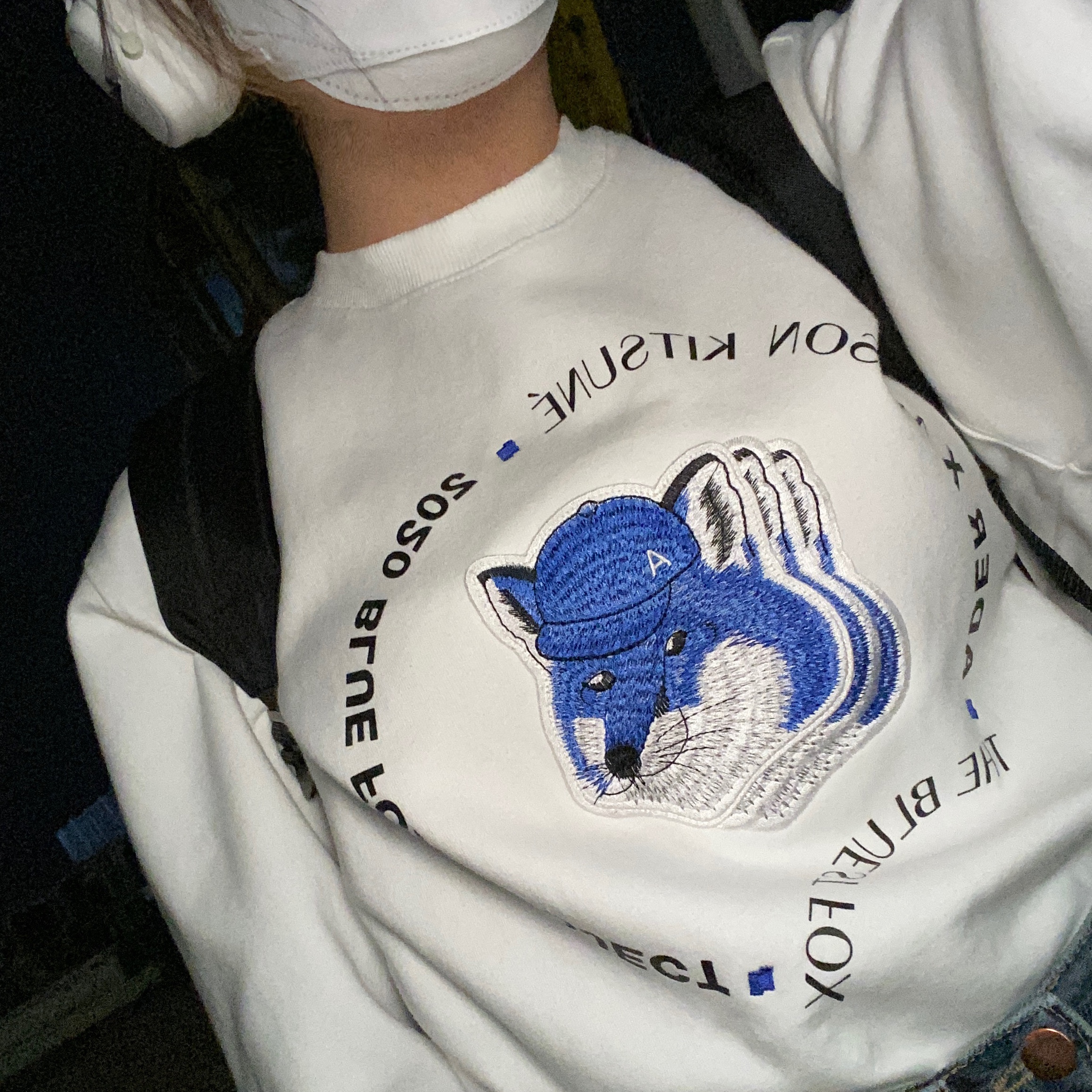 Maison Kitsune x Ader Error Triple Fox Head Sweatshirt Off White 착용 스타일