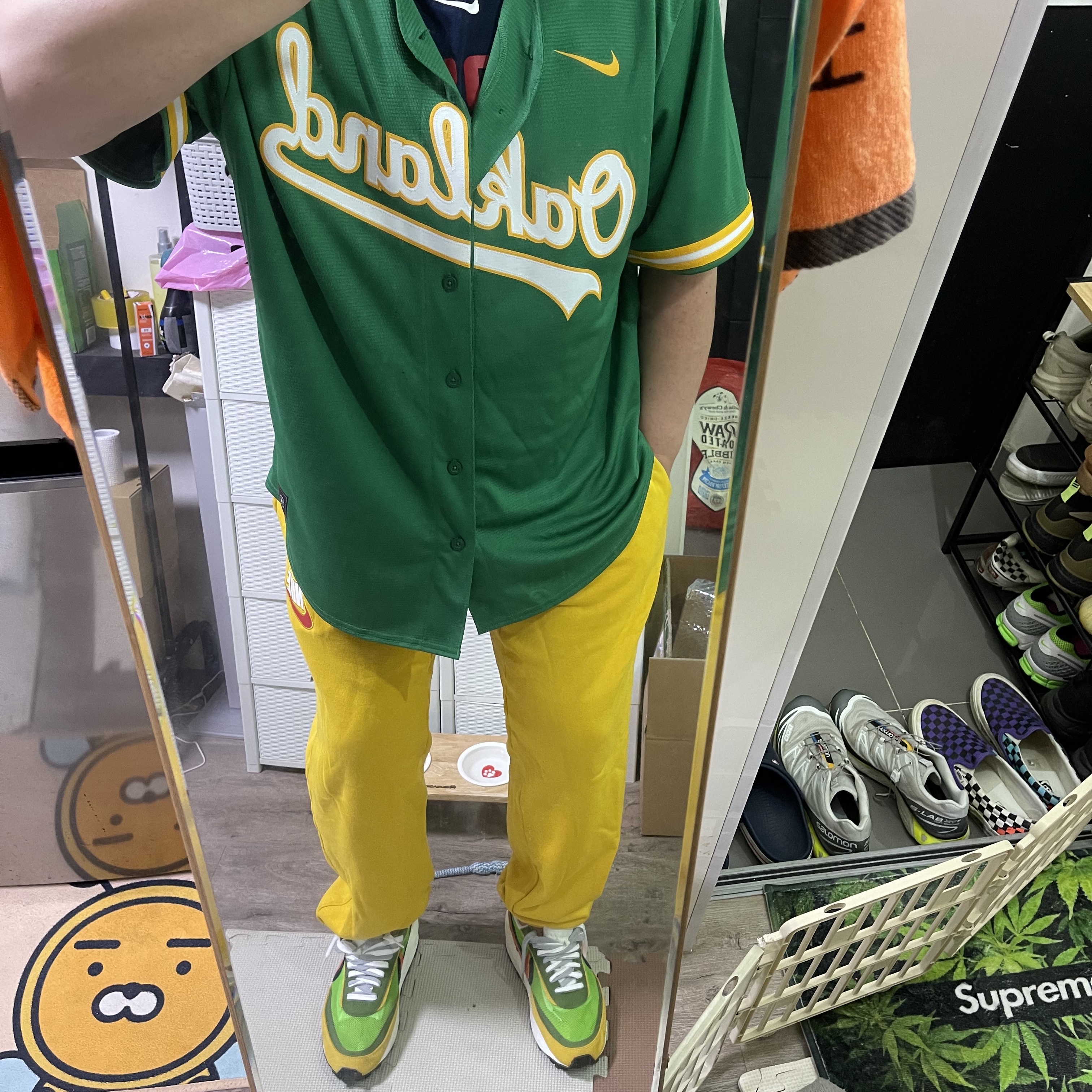 Nike x Sacai LDWaffle Green Multi 착용 스타일
