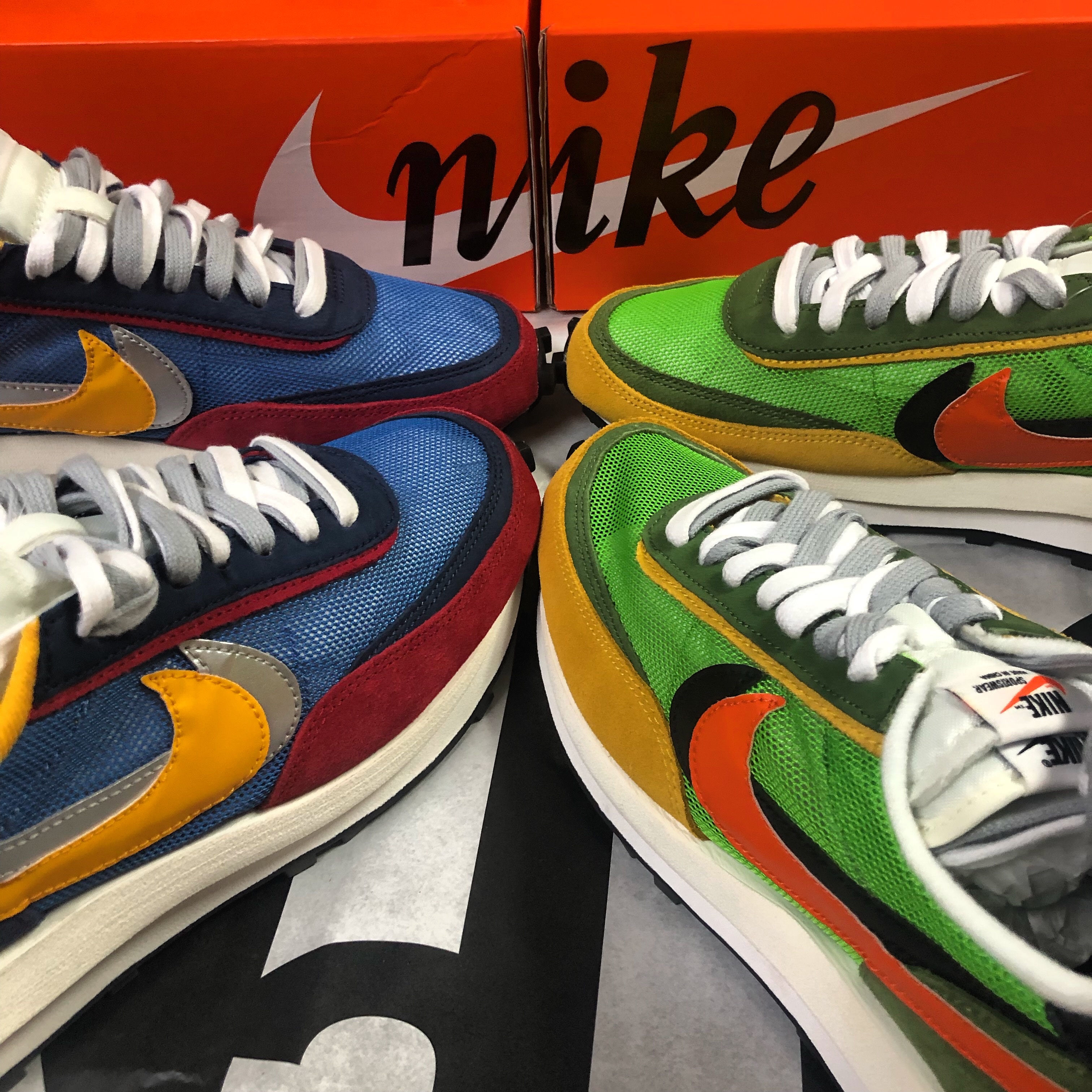 Nike x Sacai LDWaffle Blue Multi, Nike x Sacai LDWaffle Green Multi 착용 스타일