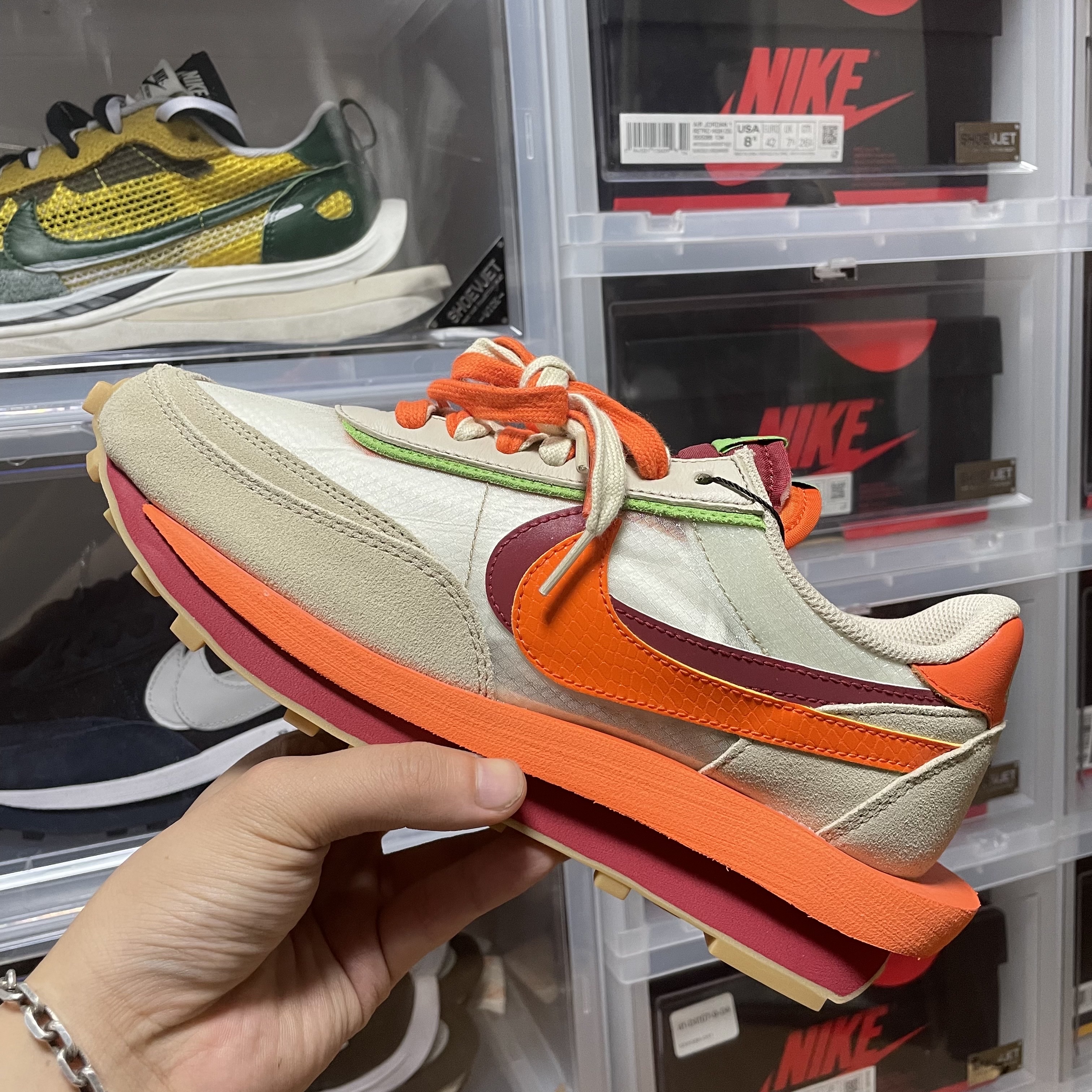 Nike x Sacai x Clot LDWaffle Orange Blaze 착용 스타일