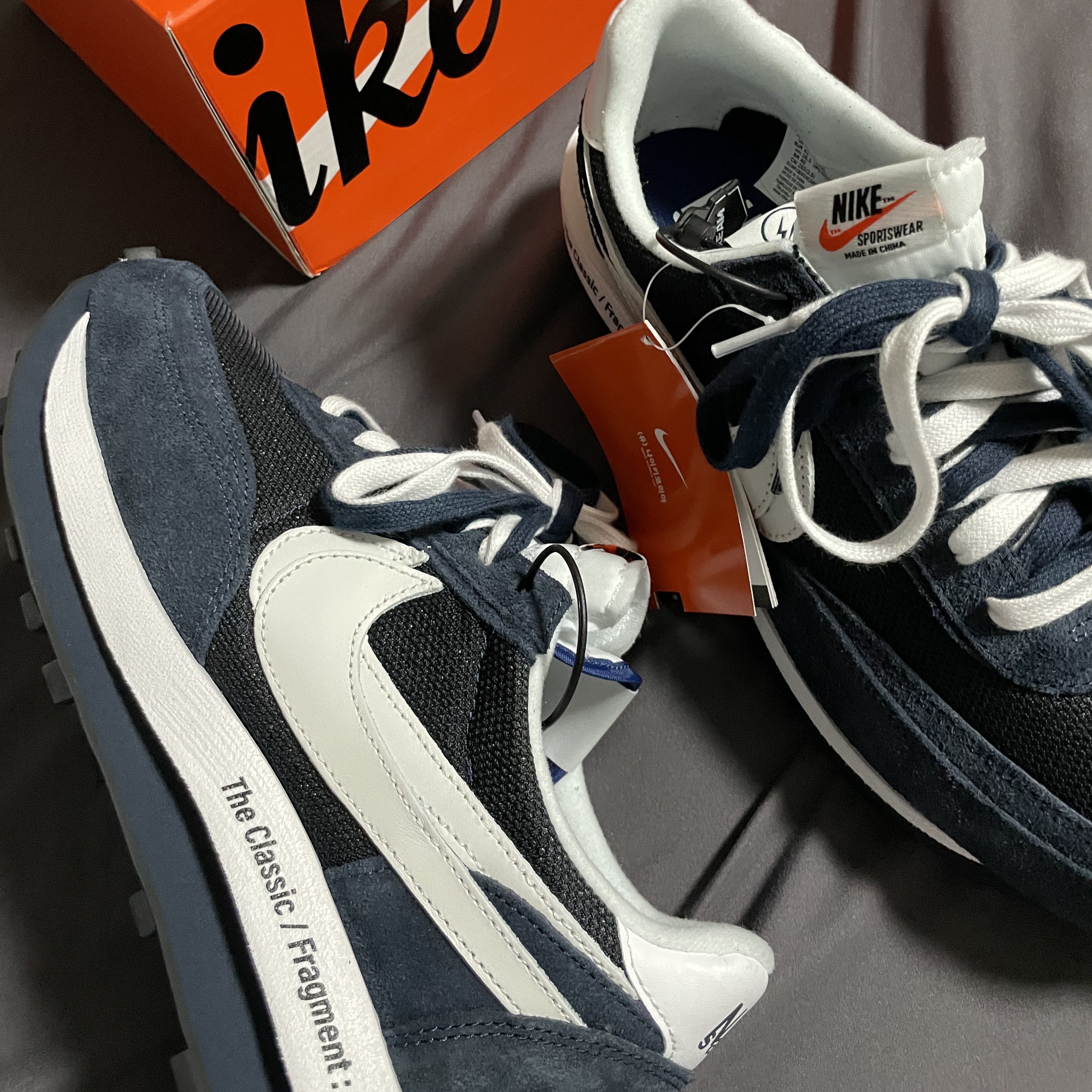 Nike x Sacai x Fragment LDWaffle Blackened Blue 착용 스타일 - 2