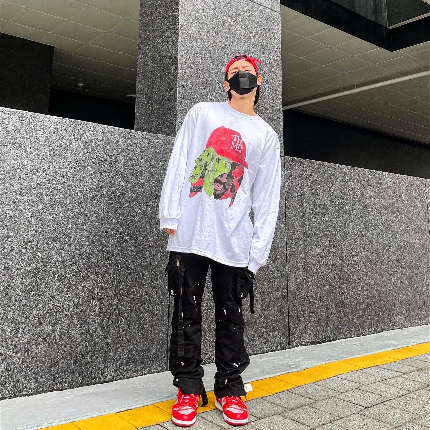 Nike x Off-White Dunk Low University Red 착용 스타일