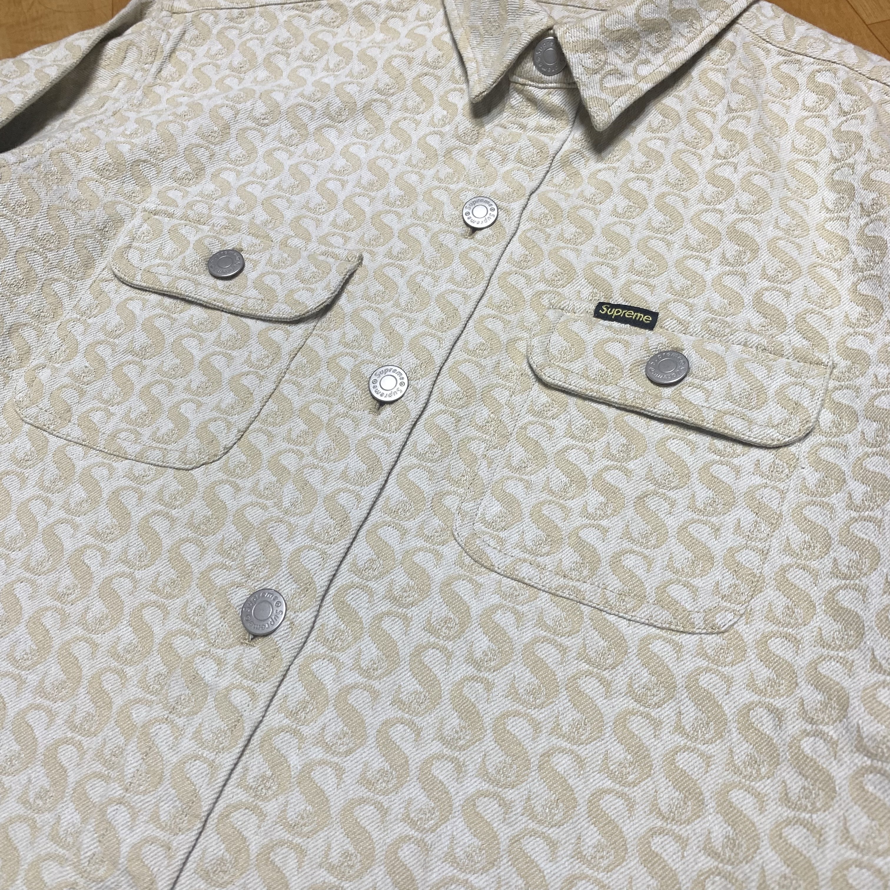 Supreme Monogram Denim Shirt Tan - 21FW 착용 스타일